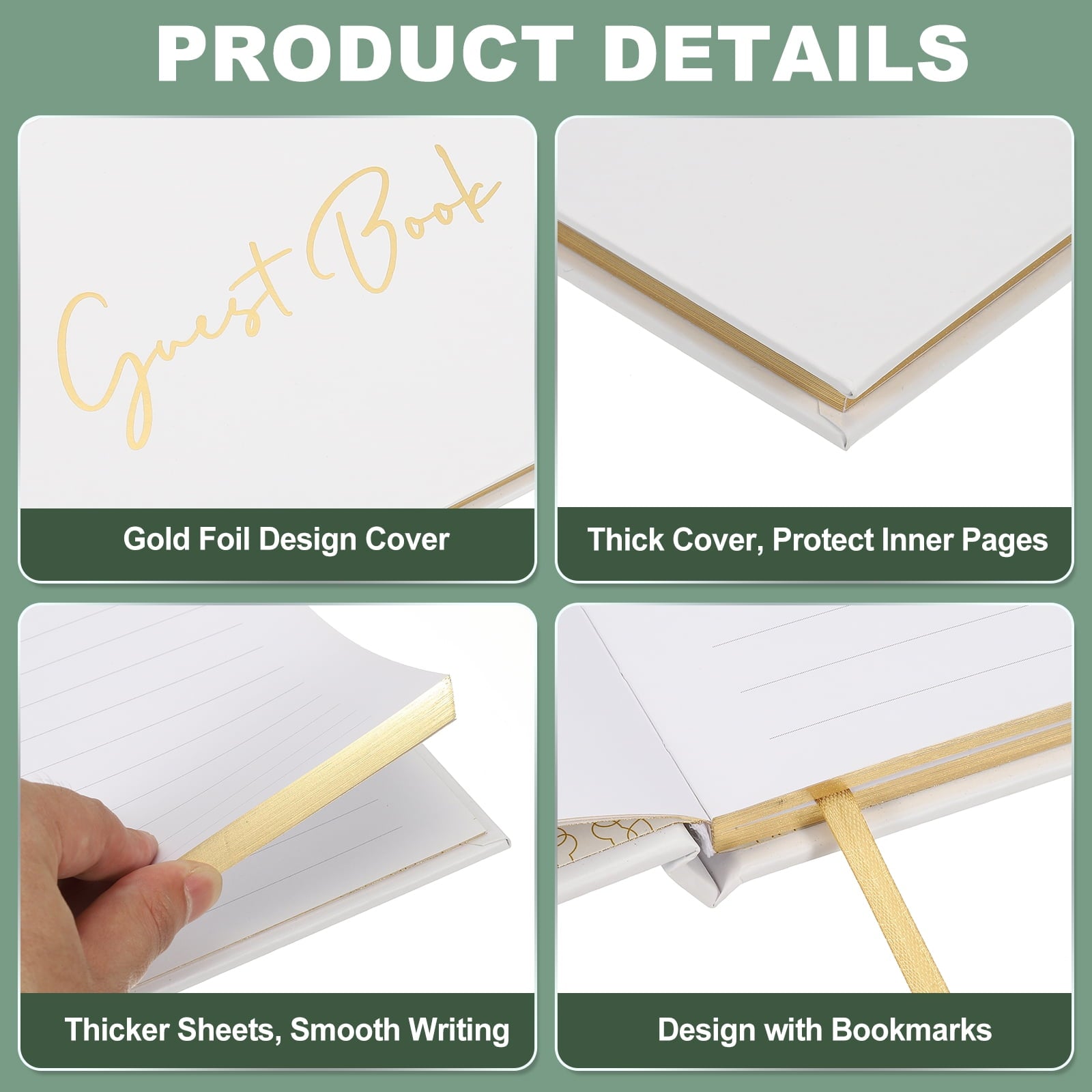 Uxcell Guest Book, 100 Pages Wedding Guest Reception Signature Book Party Decorations Supplies with Pen Signboard for Birthday Bridal Shower, Black