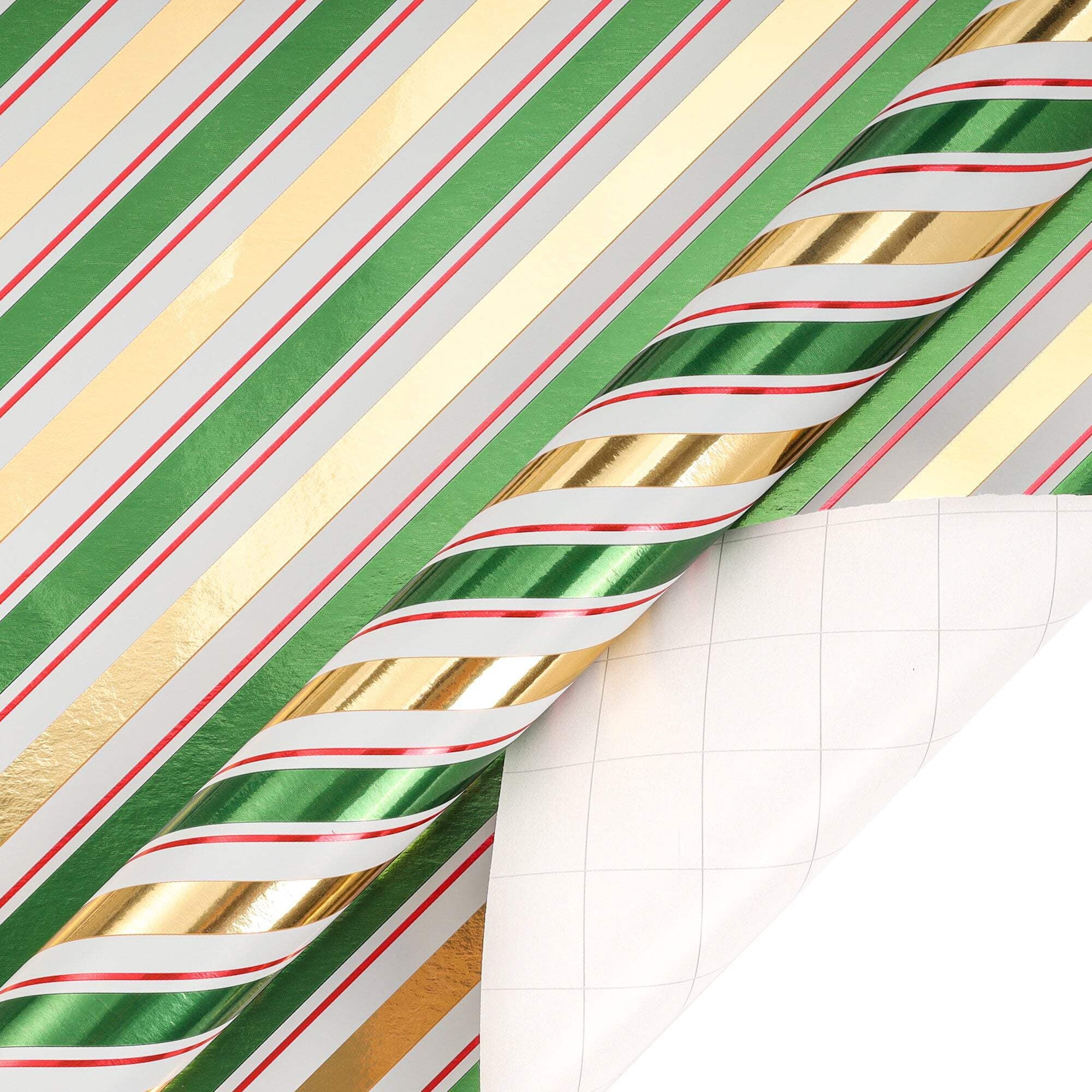 LaRibbons 30" x 10' Christmas Holiday Gift Wrap Deluxe Kit, Stripe Green