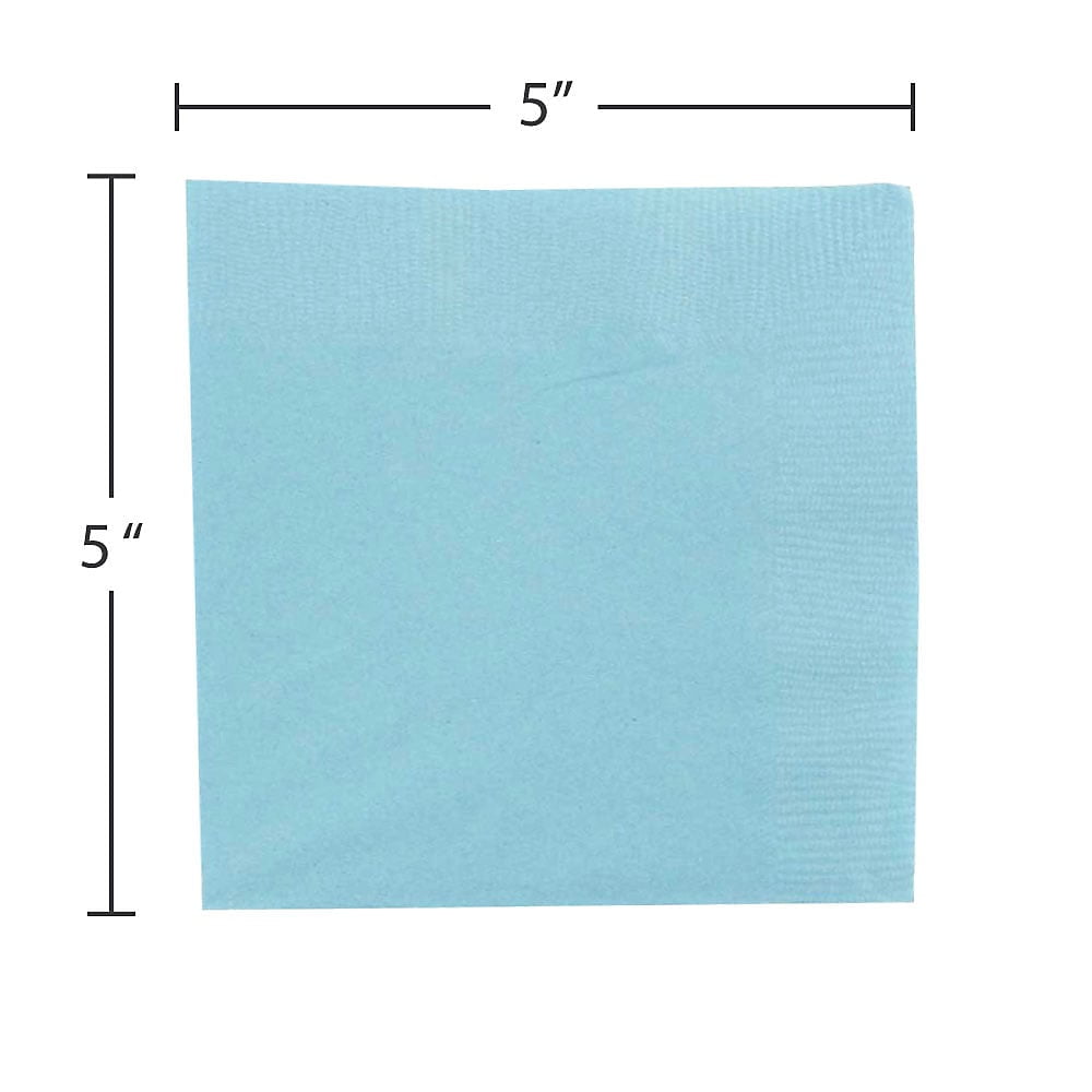 JAM Paper Bulk Small Beverage Napkins, 5x5, 480/Box, Sea Blue