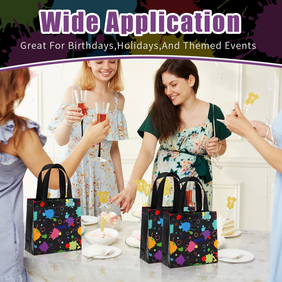 Gift Bags Glow in the Dark Glow Party Gift Treat Bag with Handles Non Woven Goodie Bags for Party 40 Pcs