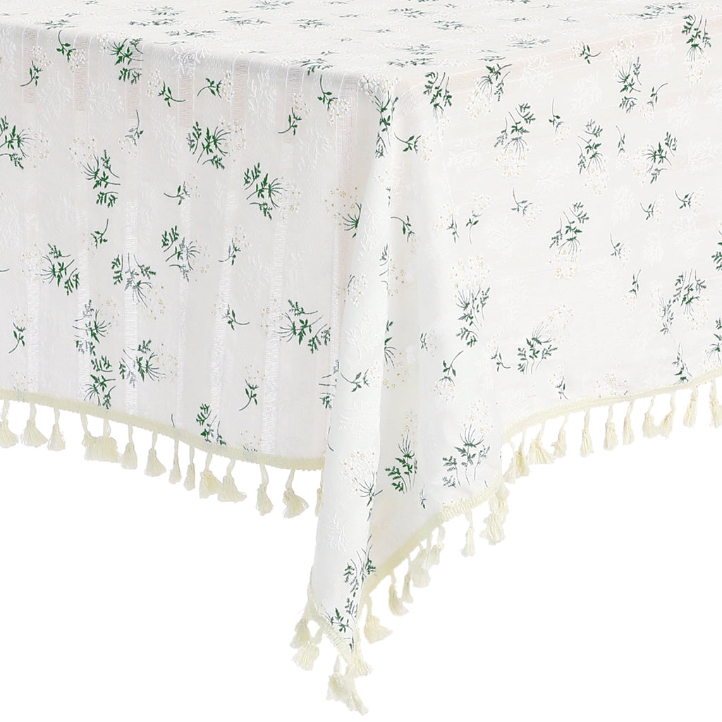 Unique Bargains Rectangle Cotton Linen Fabric Table Cover Tablecloth Tassel 55"x71"