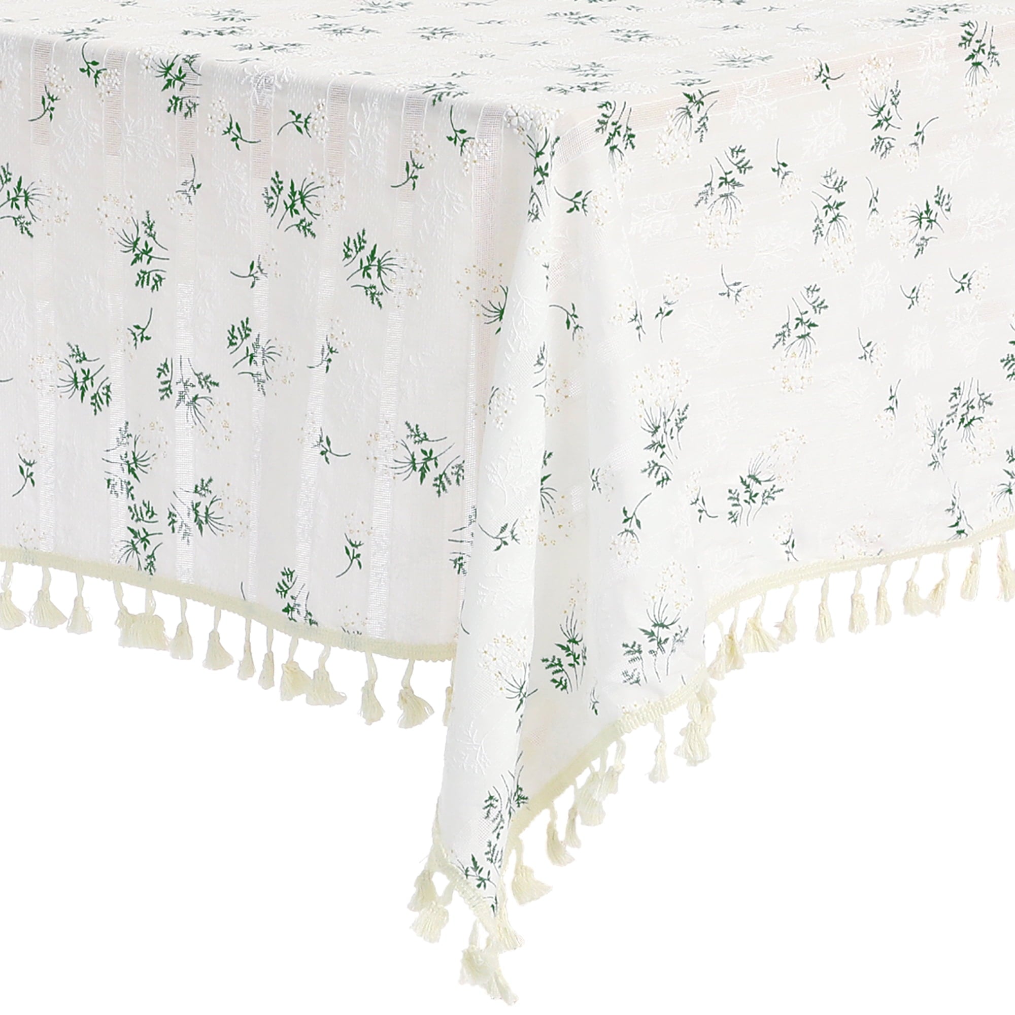 Unique Bargains Rectangle Cotton Linen Fabric Table Cover Tablecloth Tassel 55"x71"