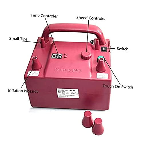 Portable Electric Balloon Blower Pump, Dual Nozzle Balloon Inflator with Timing Function,Adjustable Inflation Speed,110V 800W with 2 Inflation Nozzles for Wedding,Birthday Party,Festival Decoration