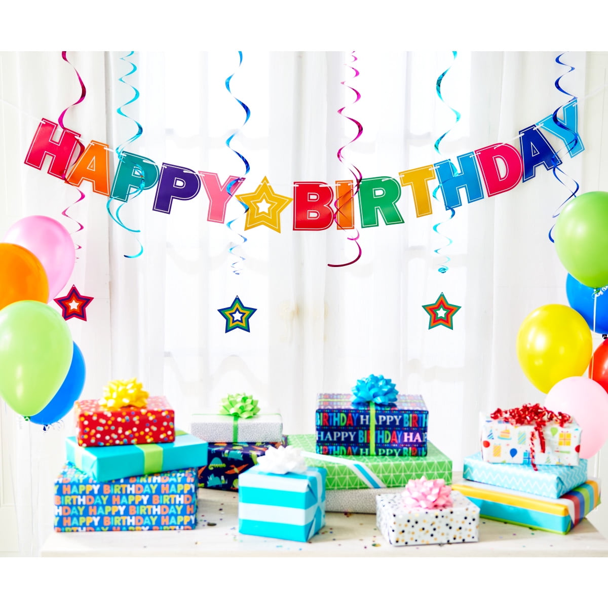 American Greetings Reversible Birthday, Baby, Wedding, and All Occasion Wrapping Paper, Unicorns and Dinosaurs (9 Rolls, 225 sq. ft.)