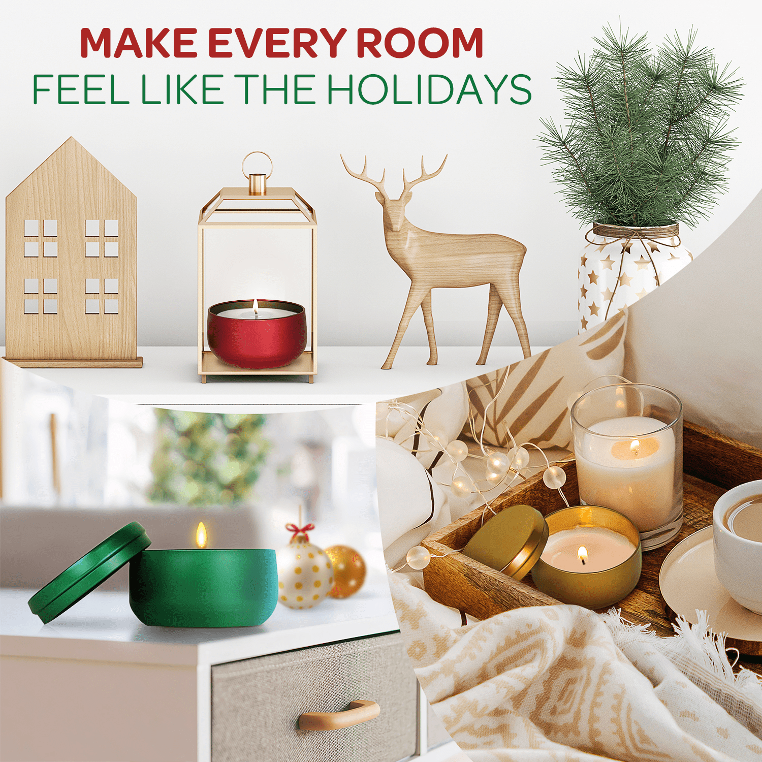Hearts & Crafts Holiday Tin Candle Jars for Making Candles - Candle Tins 8oz - 24 Holiday Christmas Tin Candle Jars with Lids for Candle Making - Red, Green, Gold