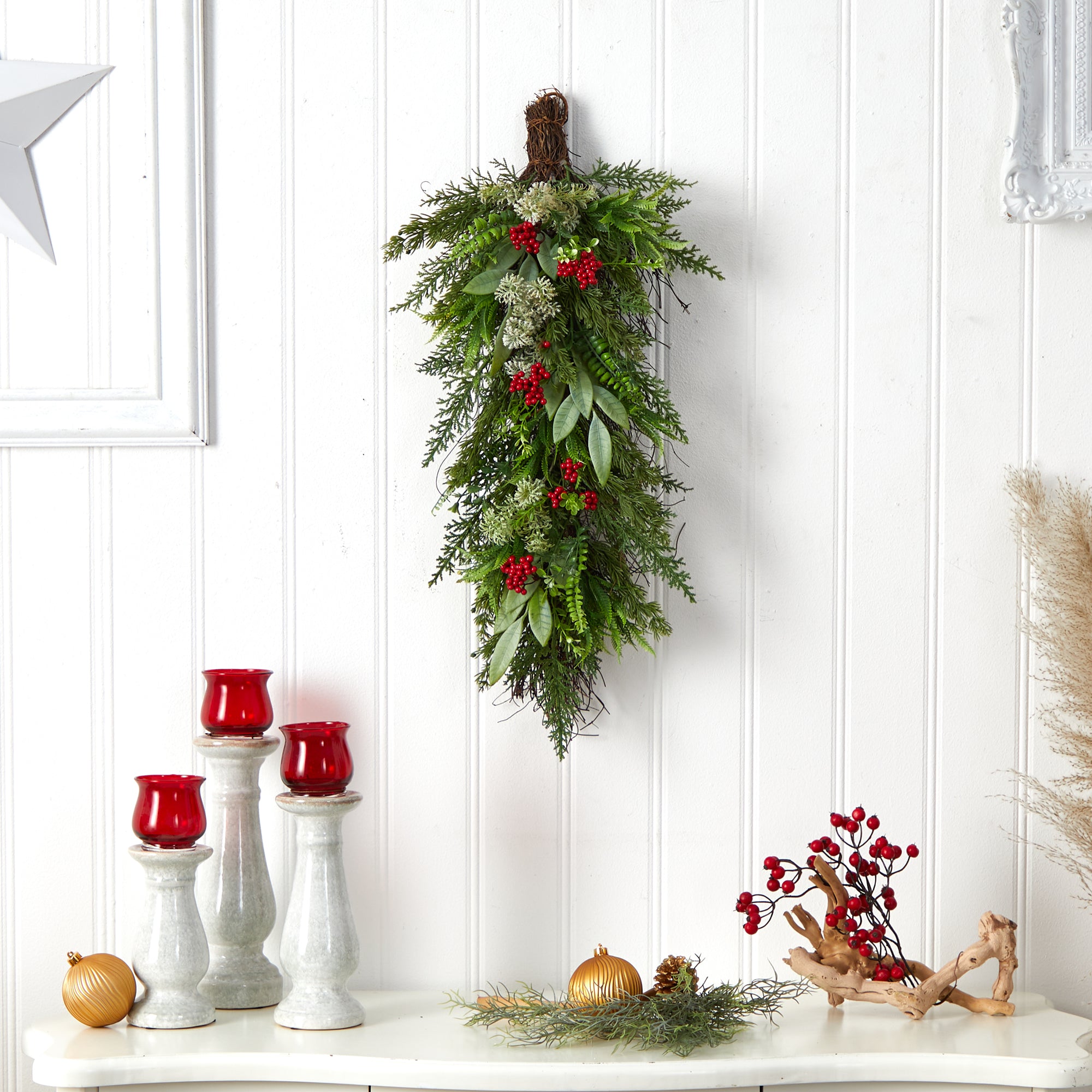 Nearly Natural 30" Cedar and Berry Artificial Christmas Swag