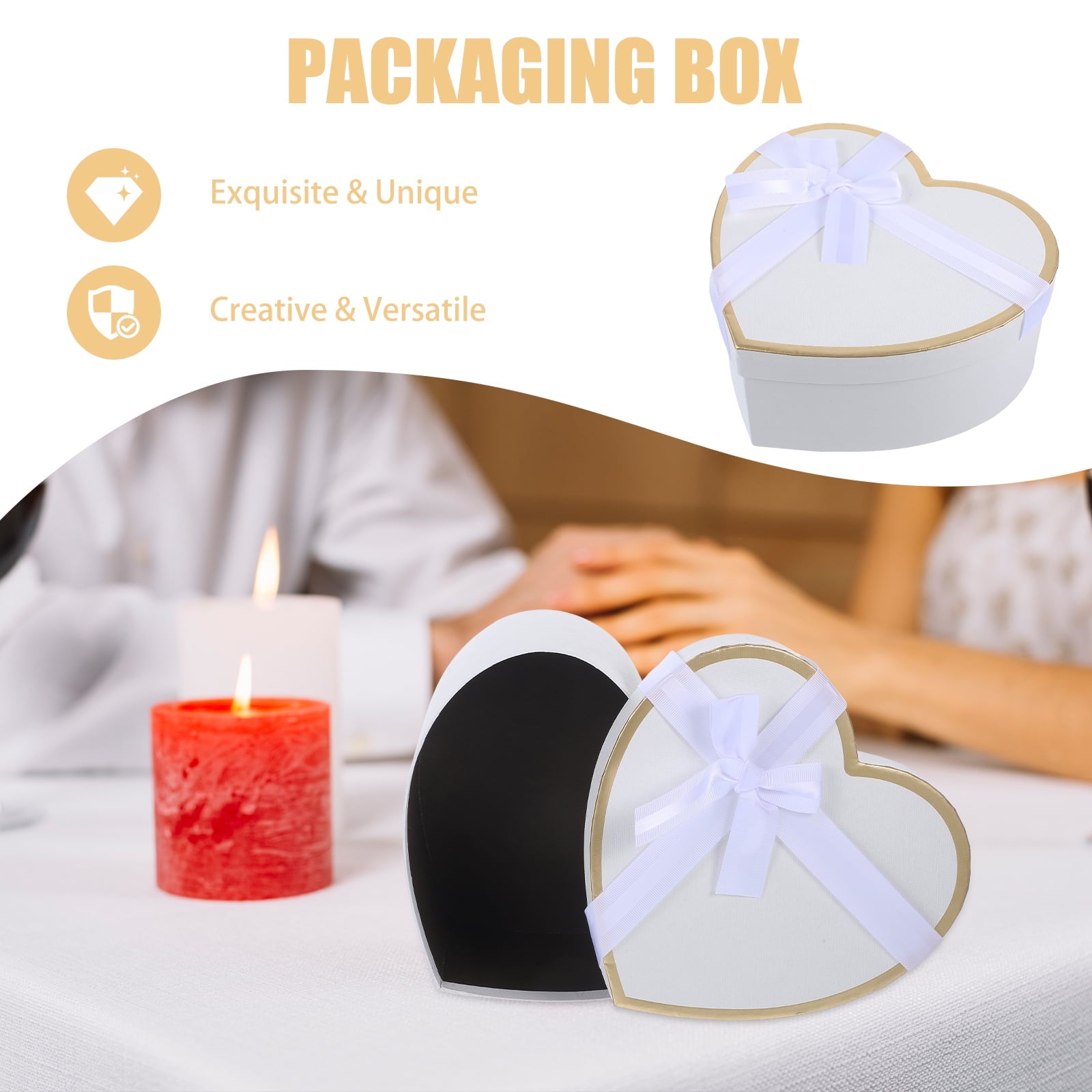 Masteelf 4 Sets  Gift Wrapping Paperboard Box Flower Arrangement Boxes Heart Shape Gift Storage Case