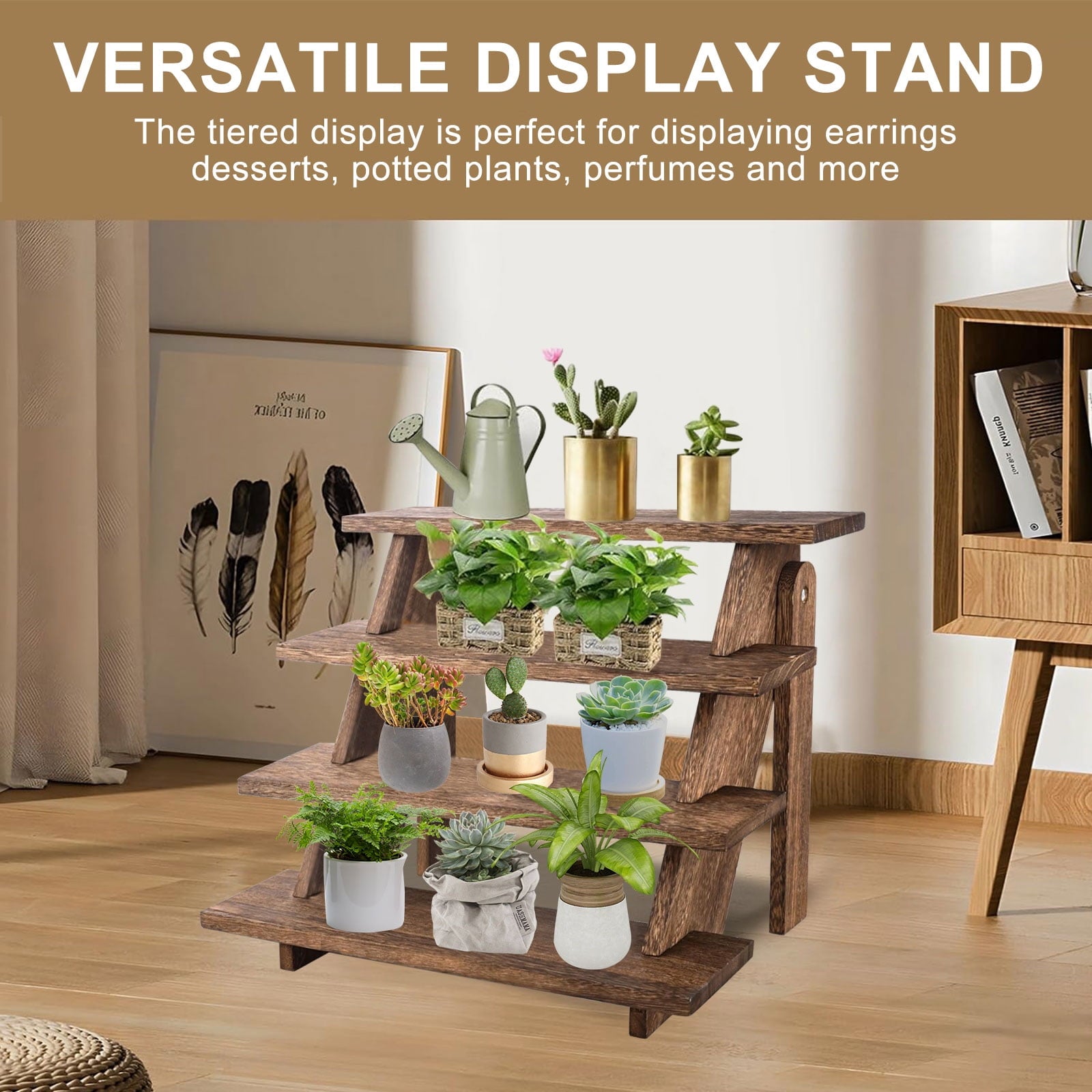 Wooden Display Stand Cupcake Stand, Rustic Tiered Display Stand, Table Display Stand for Party Decoration Supplies