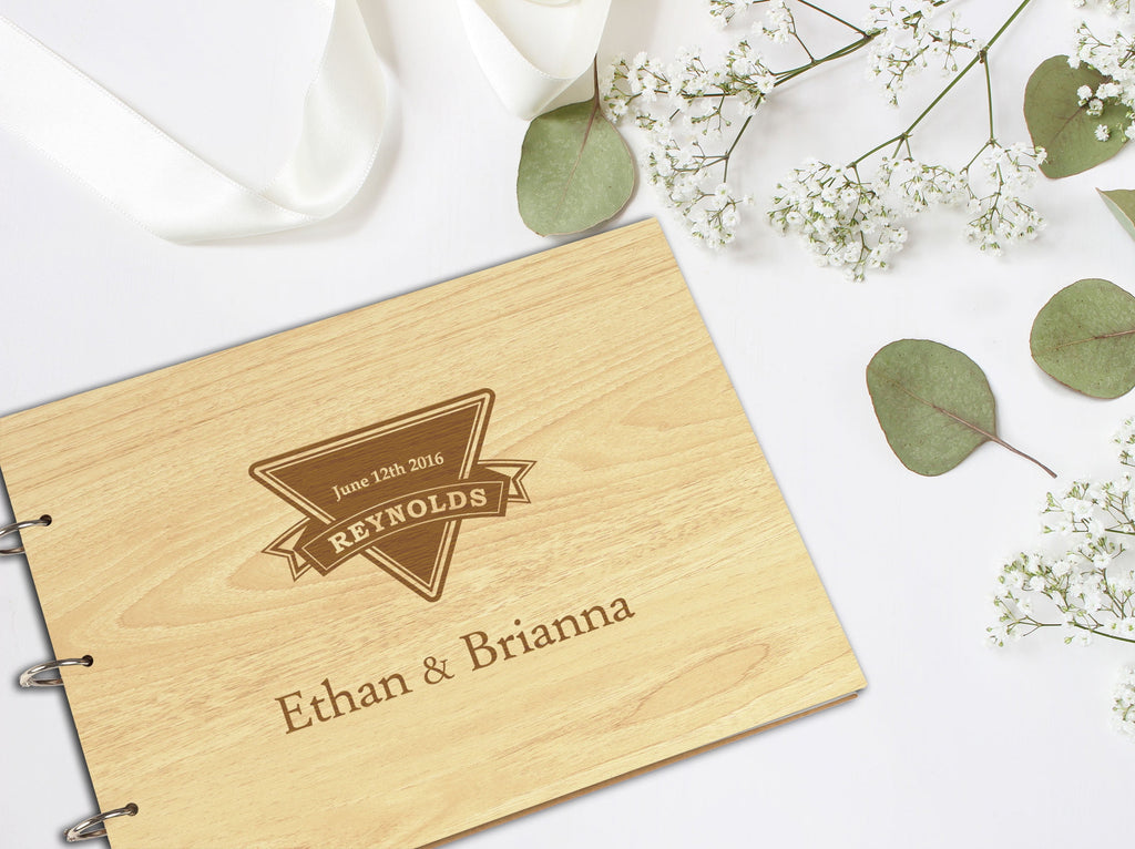 Darling Souvenir Personalized Engraved Laser Cut Wedding Guest Book Wooden Cover Sign-in Book Registry Guestbook Scrapbook-3G