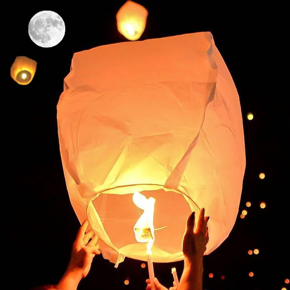 Birthday Party, New Years, Festival Chinese Paper Lanterns Paper Wishing Lanterns for Weddings 20 Pack (Colorful)