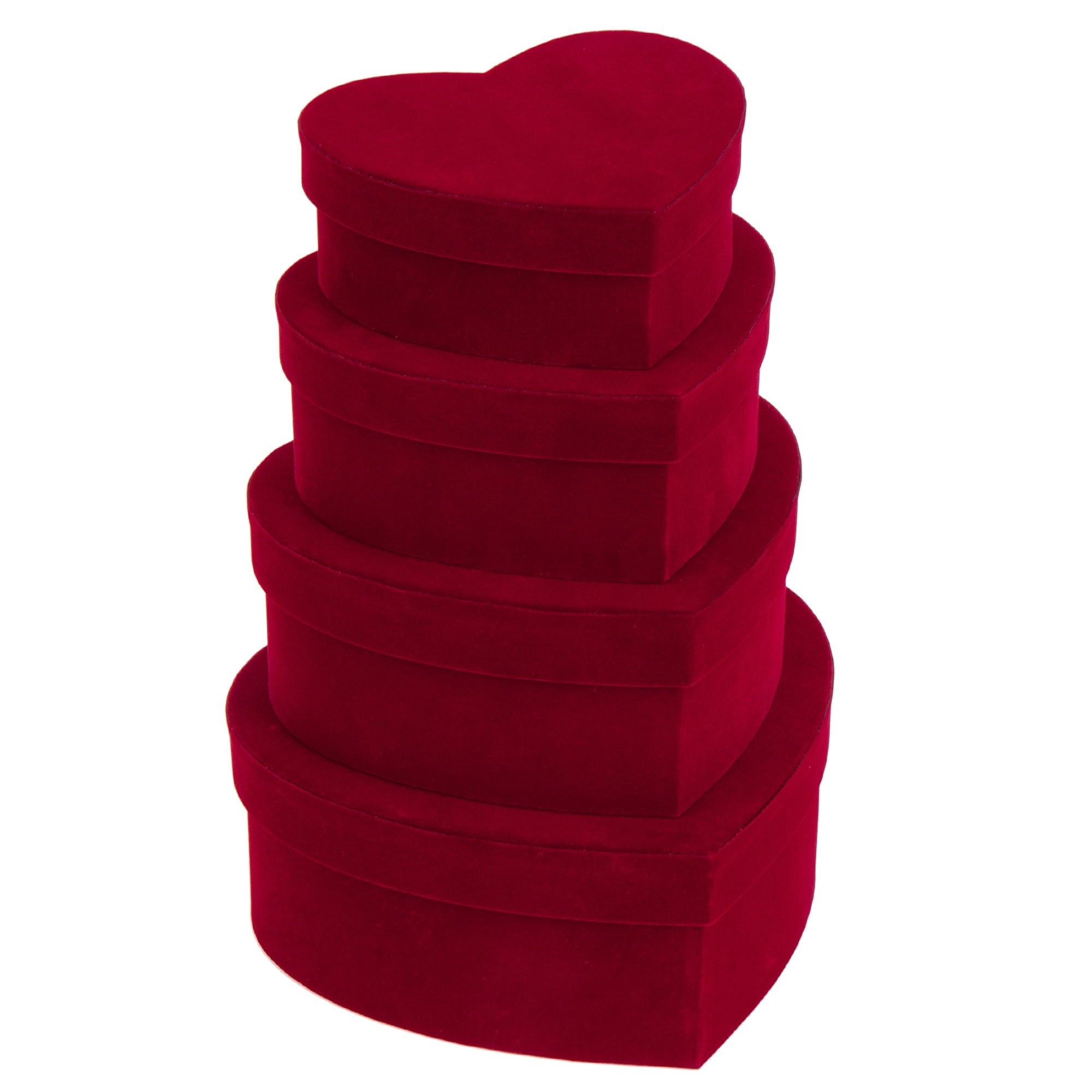 Round Gift Boxes with Lids Velvet Nesting Red Gifts Box for Presents Set of 4