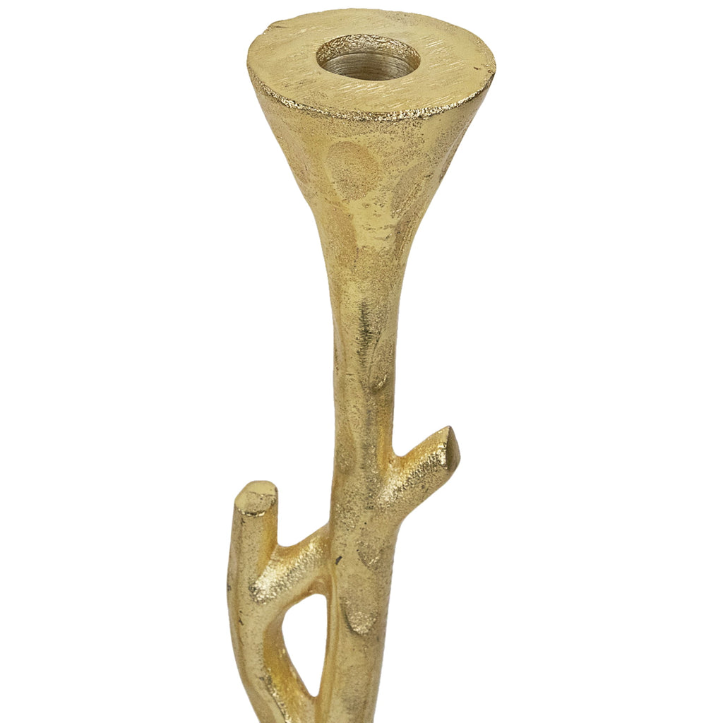 Northlight Leafy Branch Metal Taper Candle Holders - 15" - Gold - Set of 2