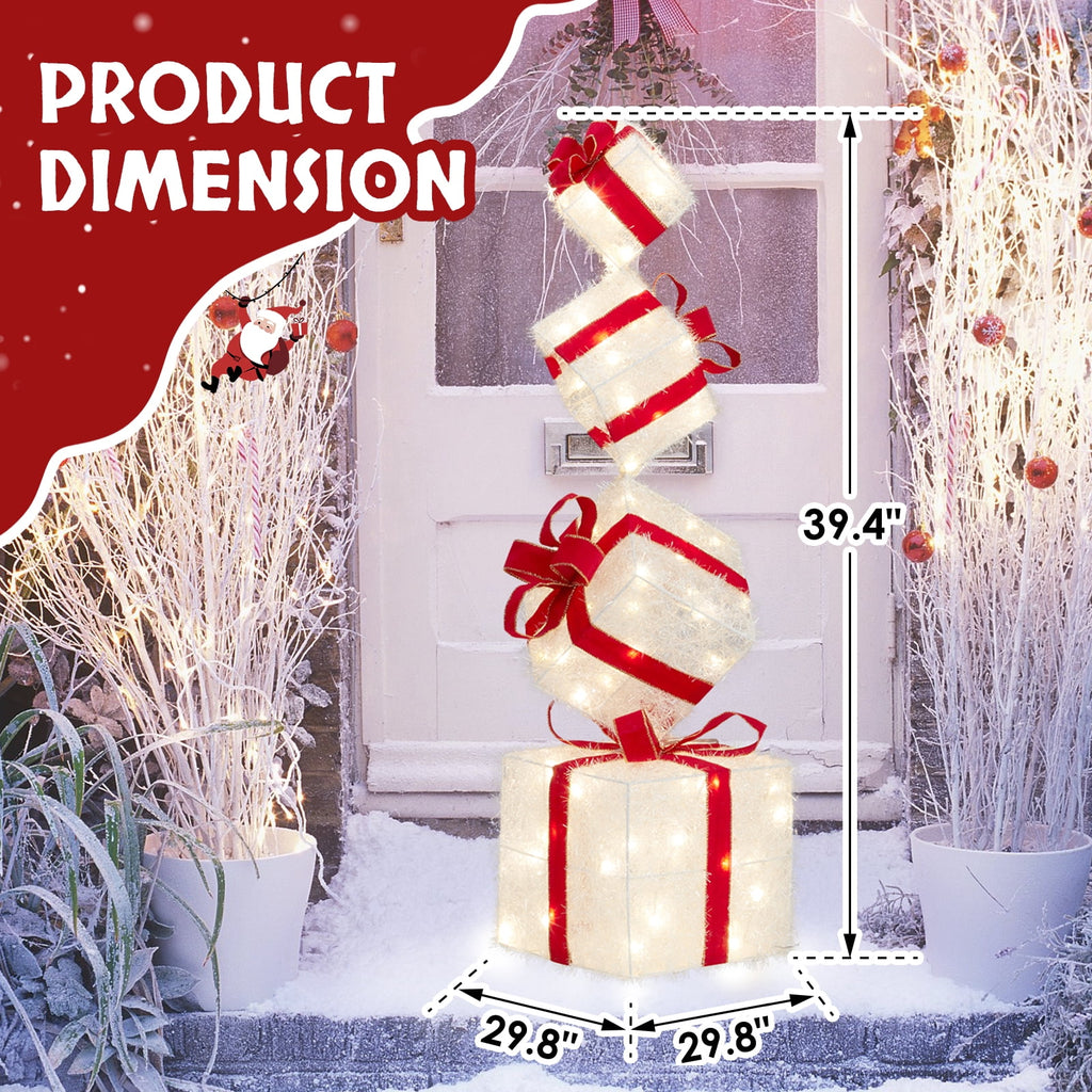 Ktaxon Set of 4 Lighted Gift Boxes for Christmas Holiday Decor
