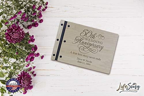 Personalized 50th Wedding Anniversary Guest Book for Couple 50 Years of Marriage Celebration, Wooden Maple Signature Registry Guest Book for Fiftieth Wedding (Maple)