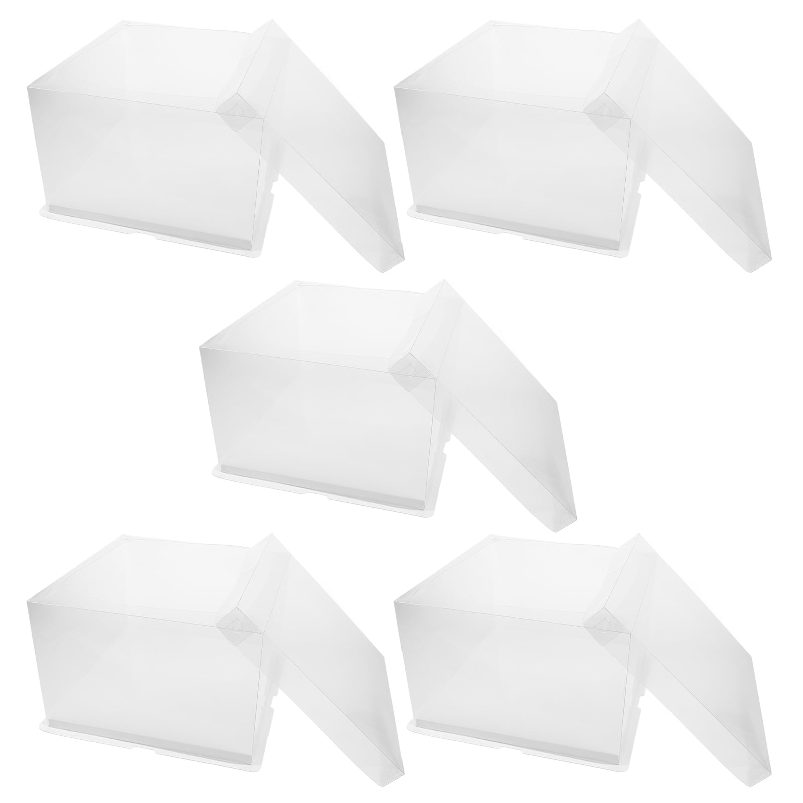 5pcs Transparent Cake Box Candy Gift Box Container Carrier Packaging Box for Birthday Shower Wedding ( 8 inch Single Layer Boxes )