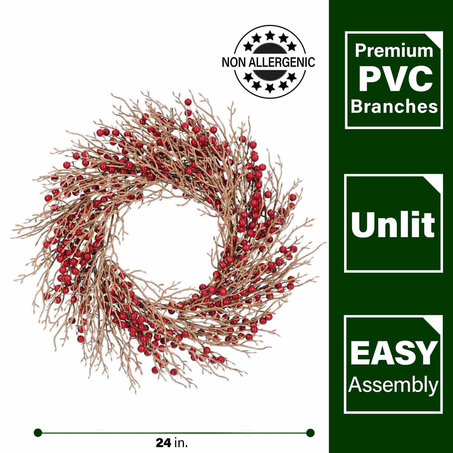 Fraser Hill Farm Red Berry Garland, 9 Feet Long | Life-Like Artificial Garland Perfect Holiday Party Wall Decor or General Christmas Decorations | FF006GL-108-0RD