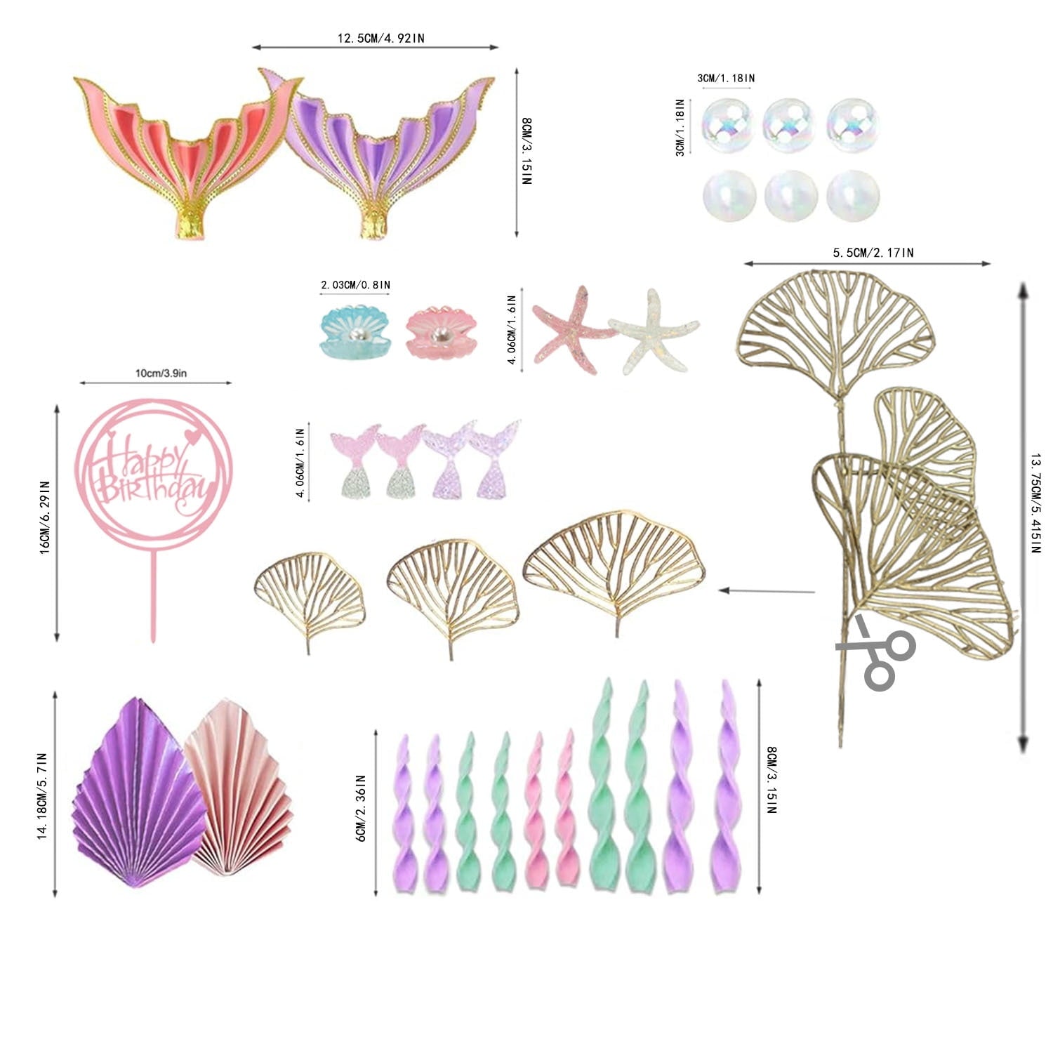 Mermaid Cake Topper Under The Sea Cake Decors Seashell Cake topper Mermaid Tail Cake Decoration Mermaid Birthday Cake Toppers Baby Shower