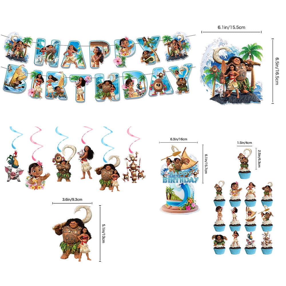 Ocean Princess Birthday Decorations Set Include Banner, Backdrop, Balloons, Hanging Swirls, Cake Cupcake Toppers, Tablecloth Cartoon Party Favors Party Supplies