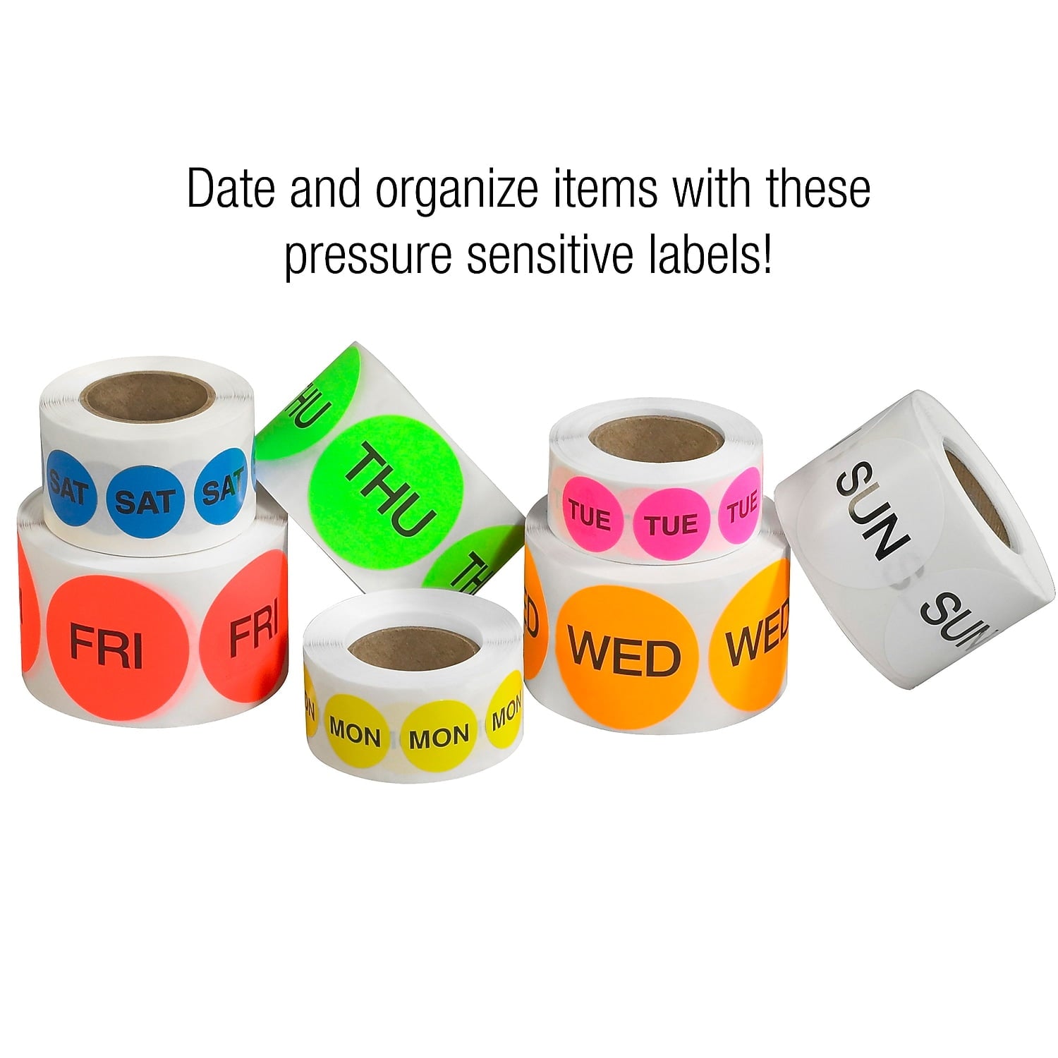 Tape Logic Inventory Circle Labels Days of the Week "SUN" 1" White 500/Roll DL6561