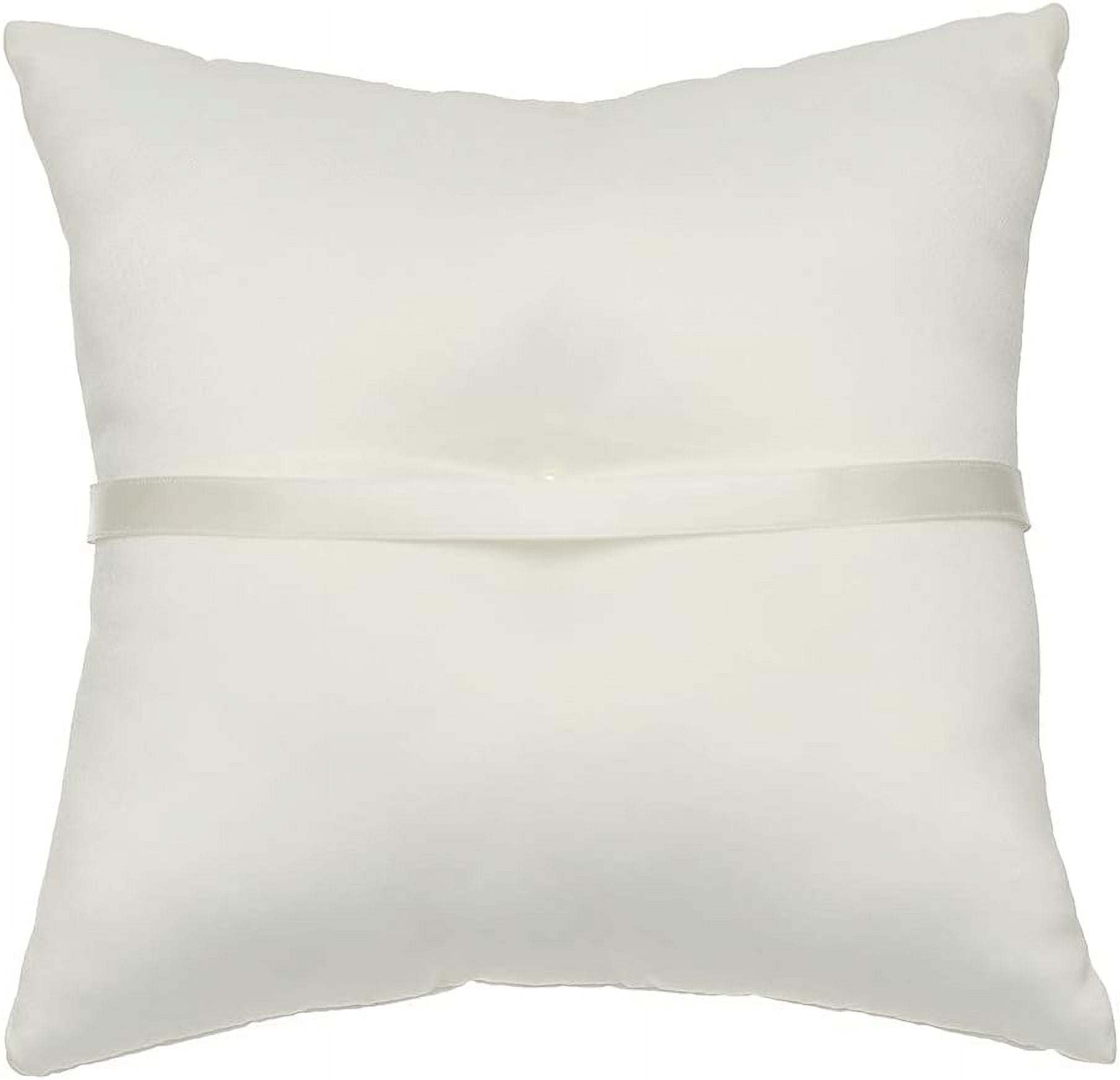 Crystal Beads Lace Bow Wedding Ring Bearer Pillow 6.5 Inch x 6.5 Inch - RP015I