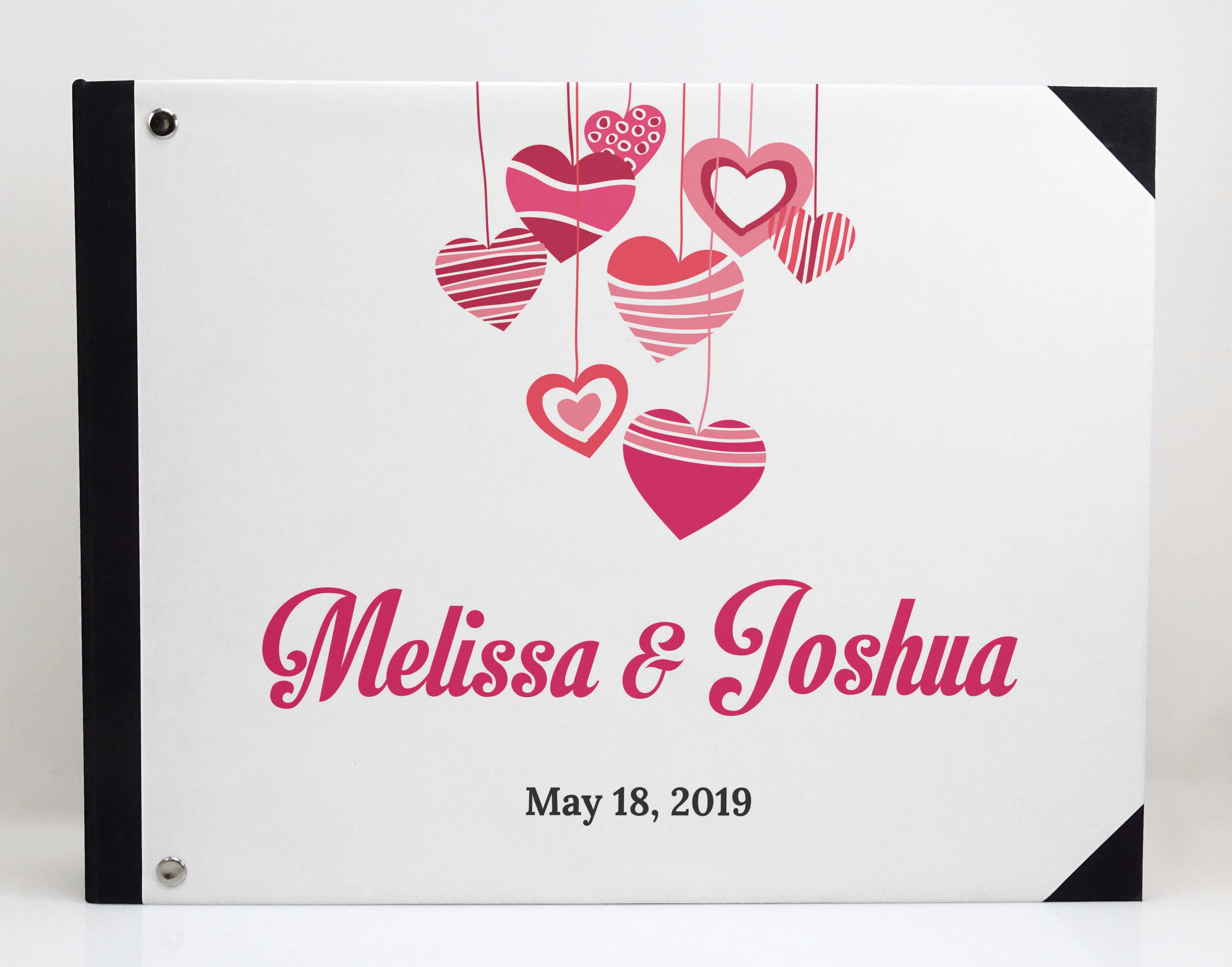 Darling Souvenir White Hanging Heart Wedding Guest Book Hardbound Guest Sign-In Book Guest Registry Guestbook-9 x 12 Inches