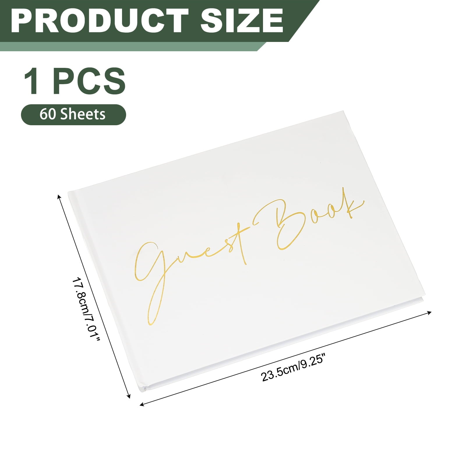 Guest Book, Wedding Guest Sign Book Reception Signature Book Party Decorations Supplies for Birthday Bridal Shower, White Words