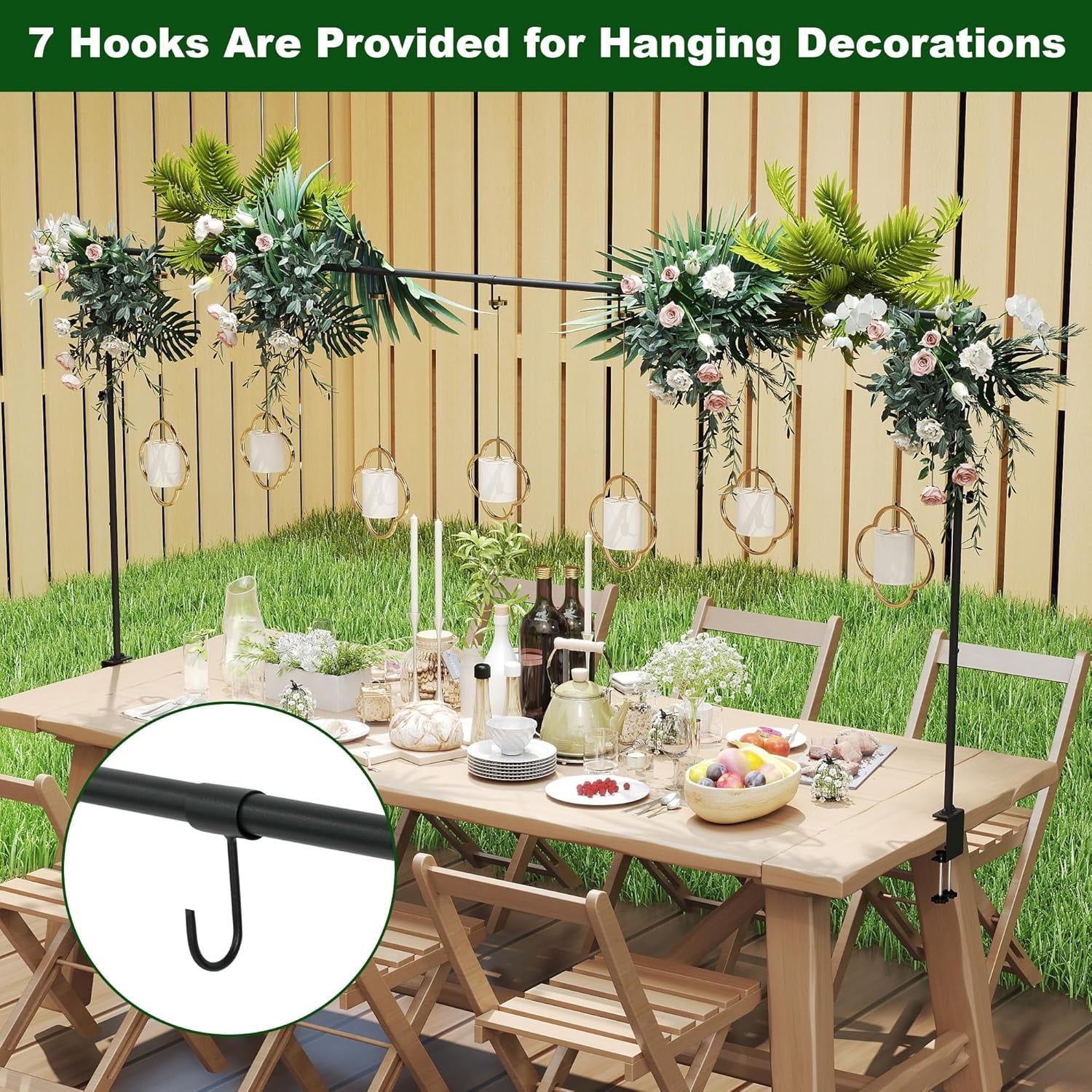 AIWFL Black Table Arch Stand for Wedding Decoration, Adjustable 29.1"-40.7" Tall Over The Table Rod Stand for Party Centerpiece Birthday Decoration, 0.8"-98" Length