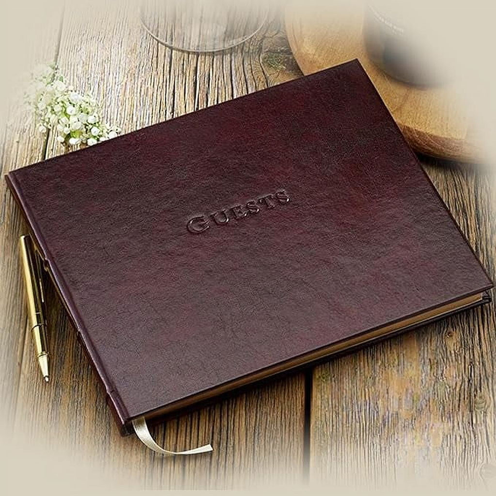Gallery Leather Guest Book - Freeport Metallic Gold - 7" x 9"