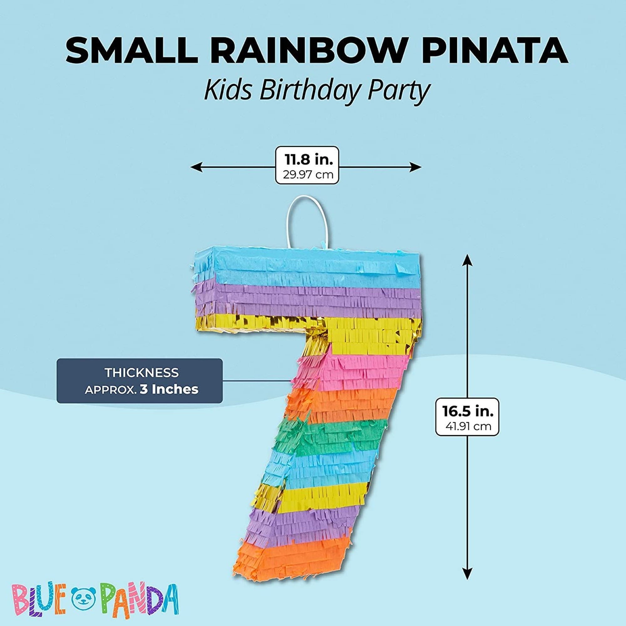 BLUE PANDA Rainbow Number 7 Pinata for Kids Ages 3-14 Birthday Party Decorations, Fiesta, Cinco de Mayo Celebration, Small (12 x 3 x 16.75 In)