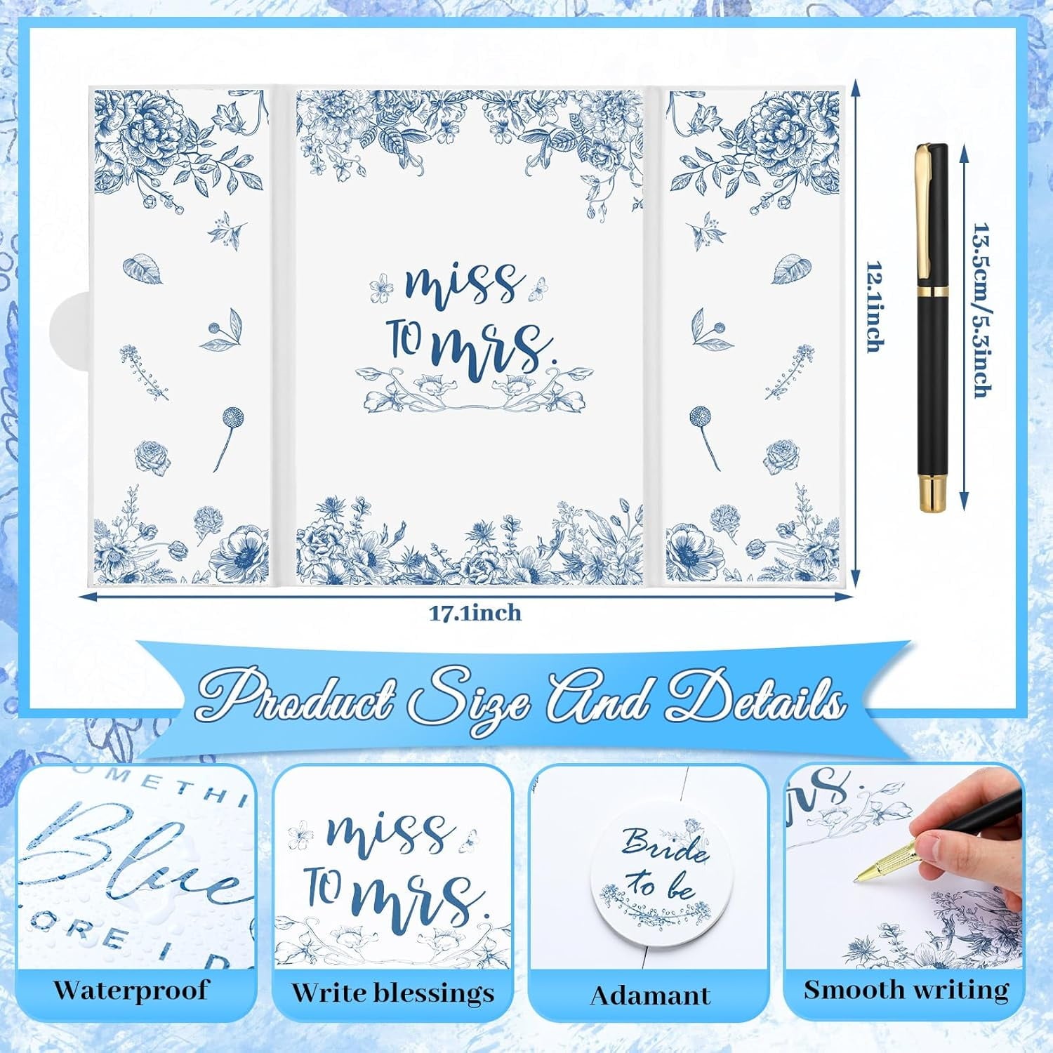 Something Blue Before I Do Bridal Shower Decorations Bridal Shower Guest Book with Pen Wedding Signature Board Alternatives Signature Guest Book for Wedding Bachelorette Engagement Party