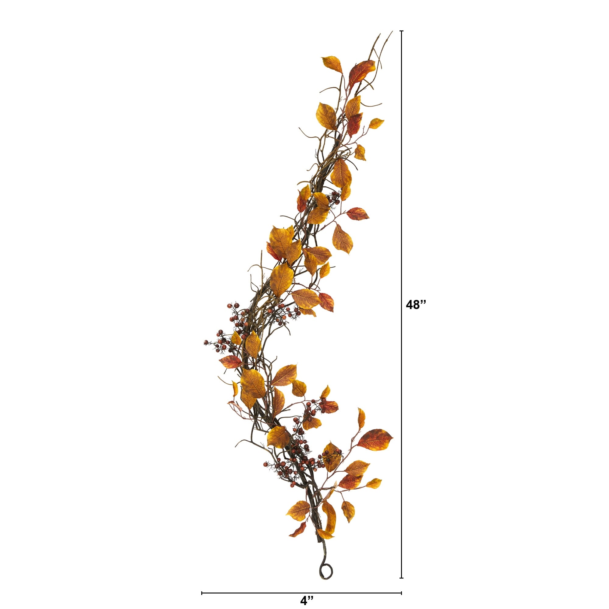 Nearly Natural Fall Foliage Berries Twig Floral Garland, 48" (Multi-color)