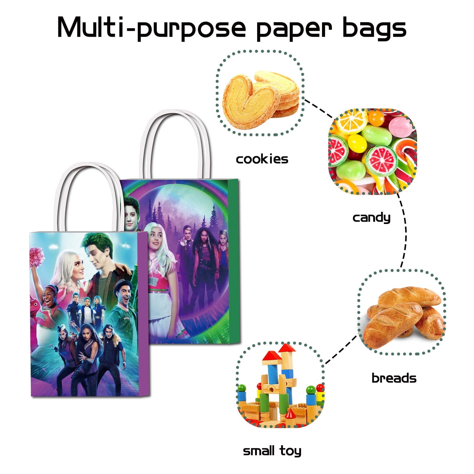 16 Pcs For Zombies Party Favor Bags – 2 Styles with Handles, Gift Bags for Birthday Parties, Themed Celebrations, Events