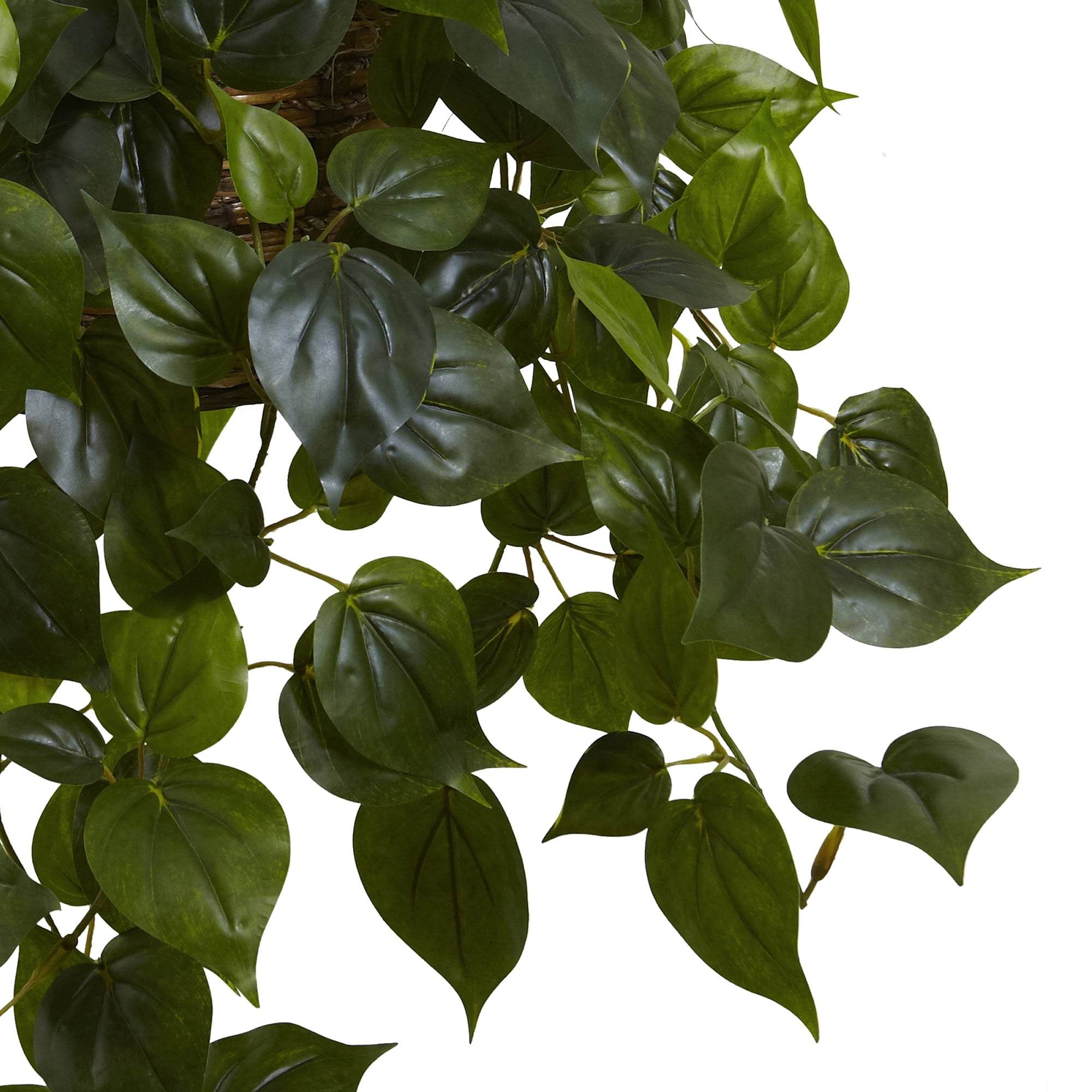 Nearly Natural Green Plastic Philodendron Hanging Planter Basket (Indoor/Outdoor)