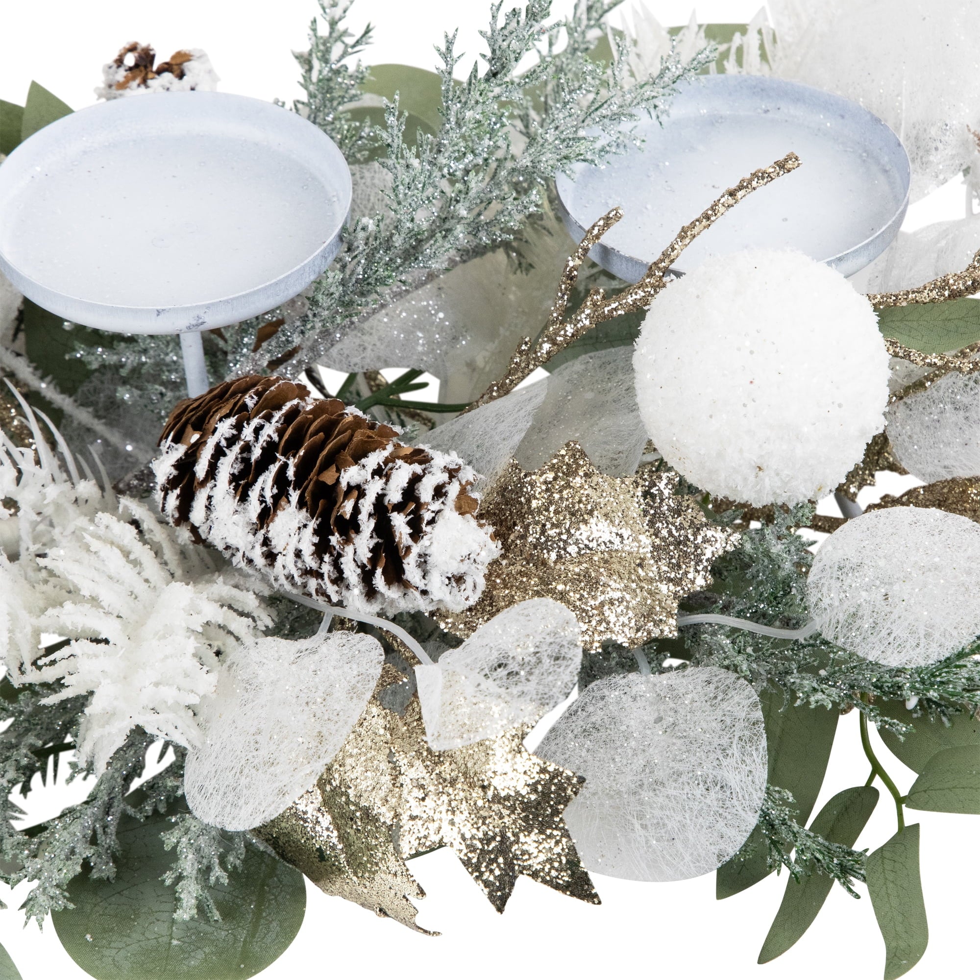 Northlight Mixed Winter Foliage and Berries Christmas Pillar Candle Holder - 24"