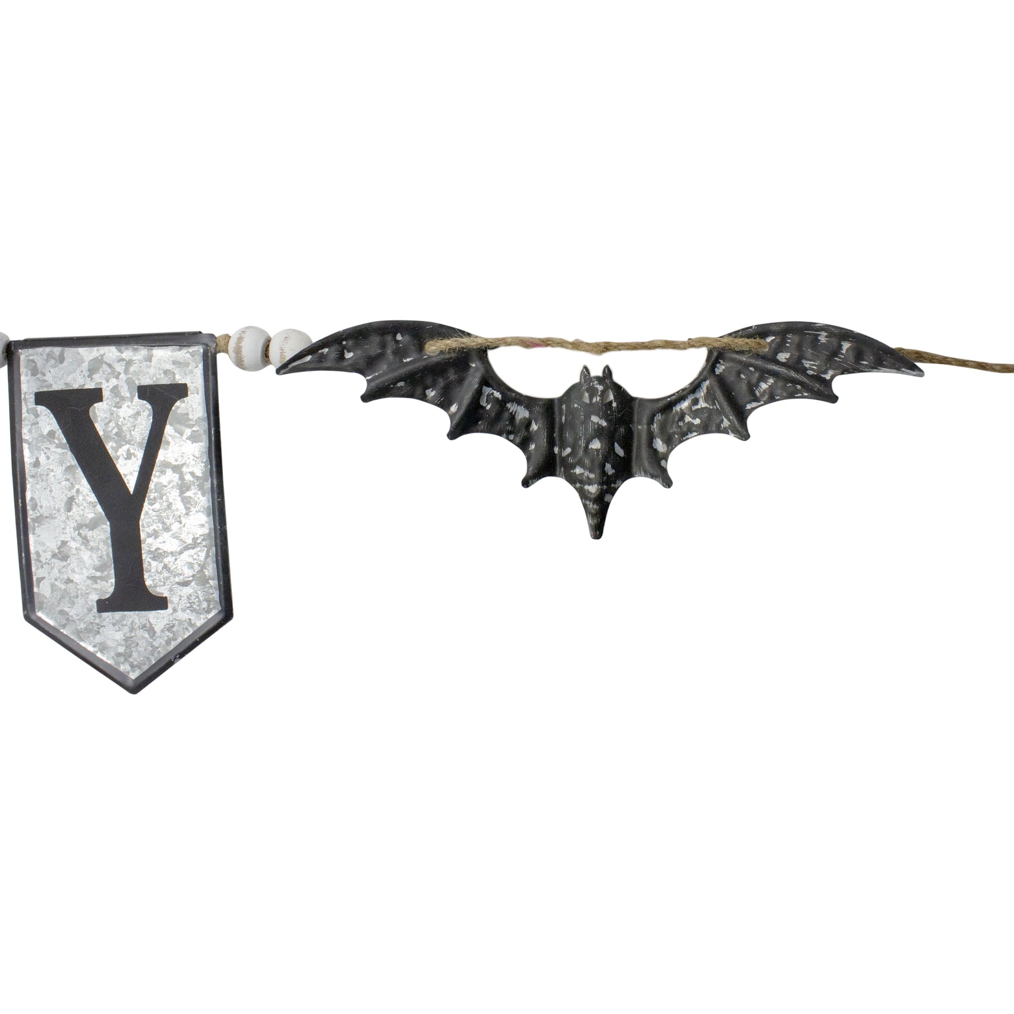 Northlight 7'  Metal Gray and Black SPOOKY Halloween Bat Banner