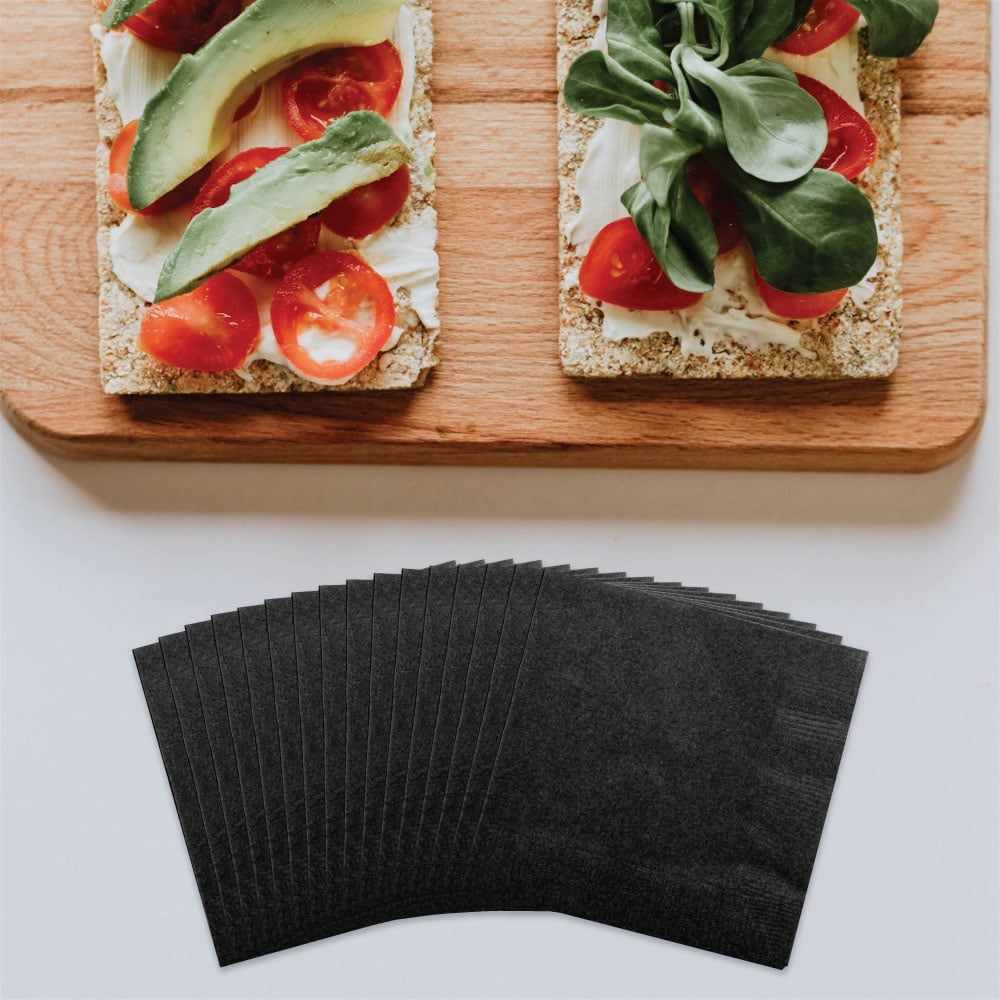 JAM Paper Medium Lunch Napkins, 6 1/2 x 6 1/2, Black, 250/Pack
