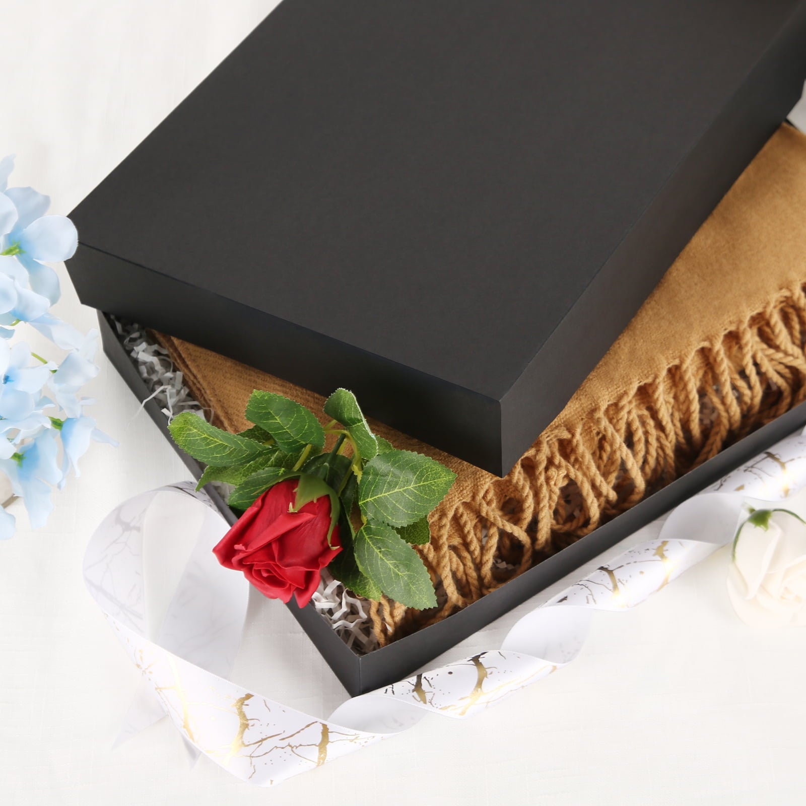 PKGSMART 12 Gift Boxes with Lids, 14.5x9.5x2 inches, Black Shirt Boxes for Wrapping