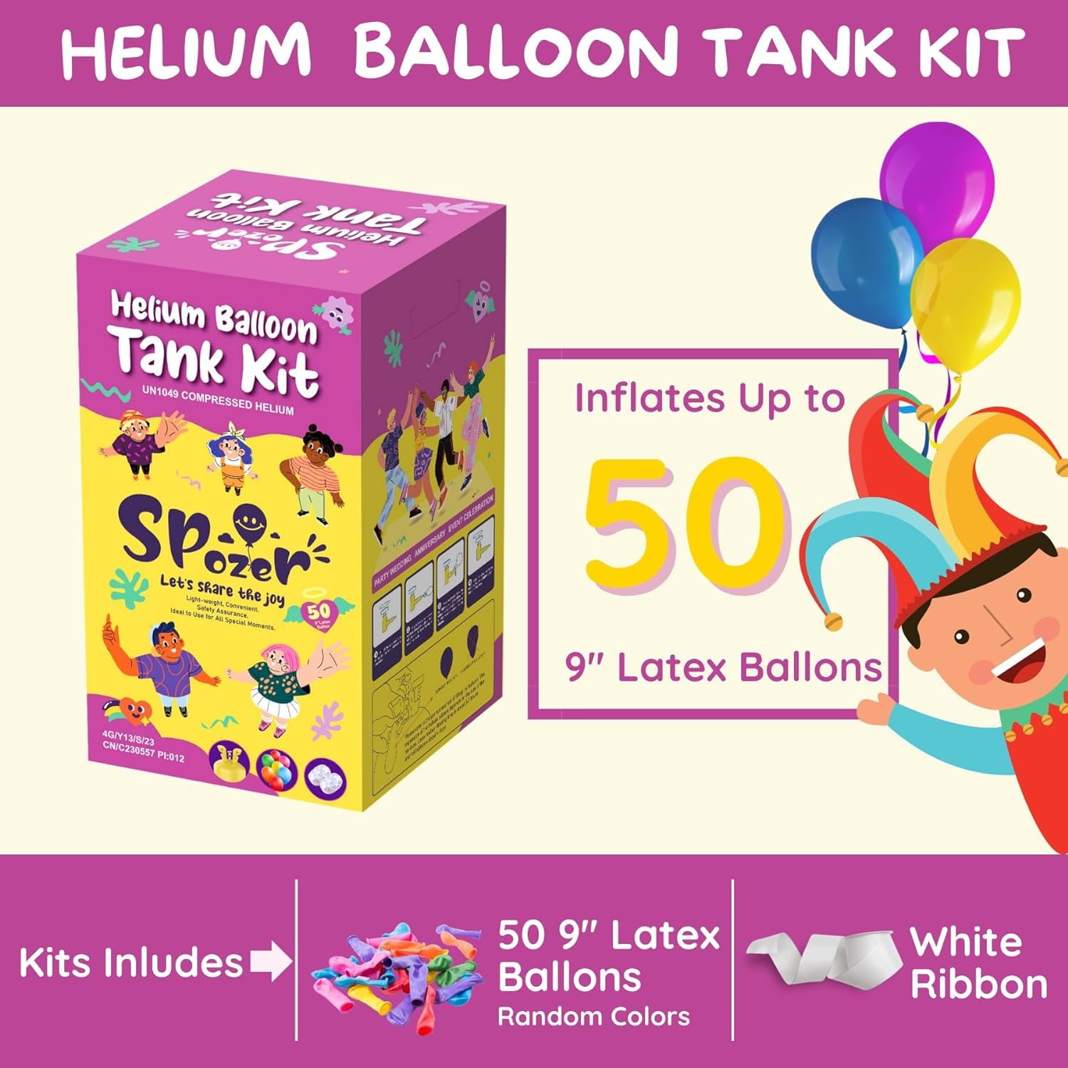 Spozer Helium 13L Tank for Birthdays Anniversaries Parties up to 50 Latex Balloons at Home  Pump Kit Blend