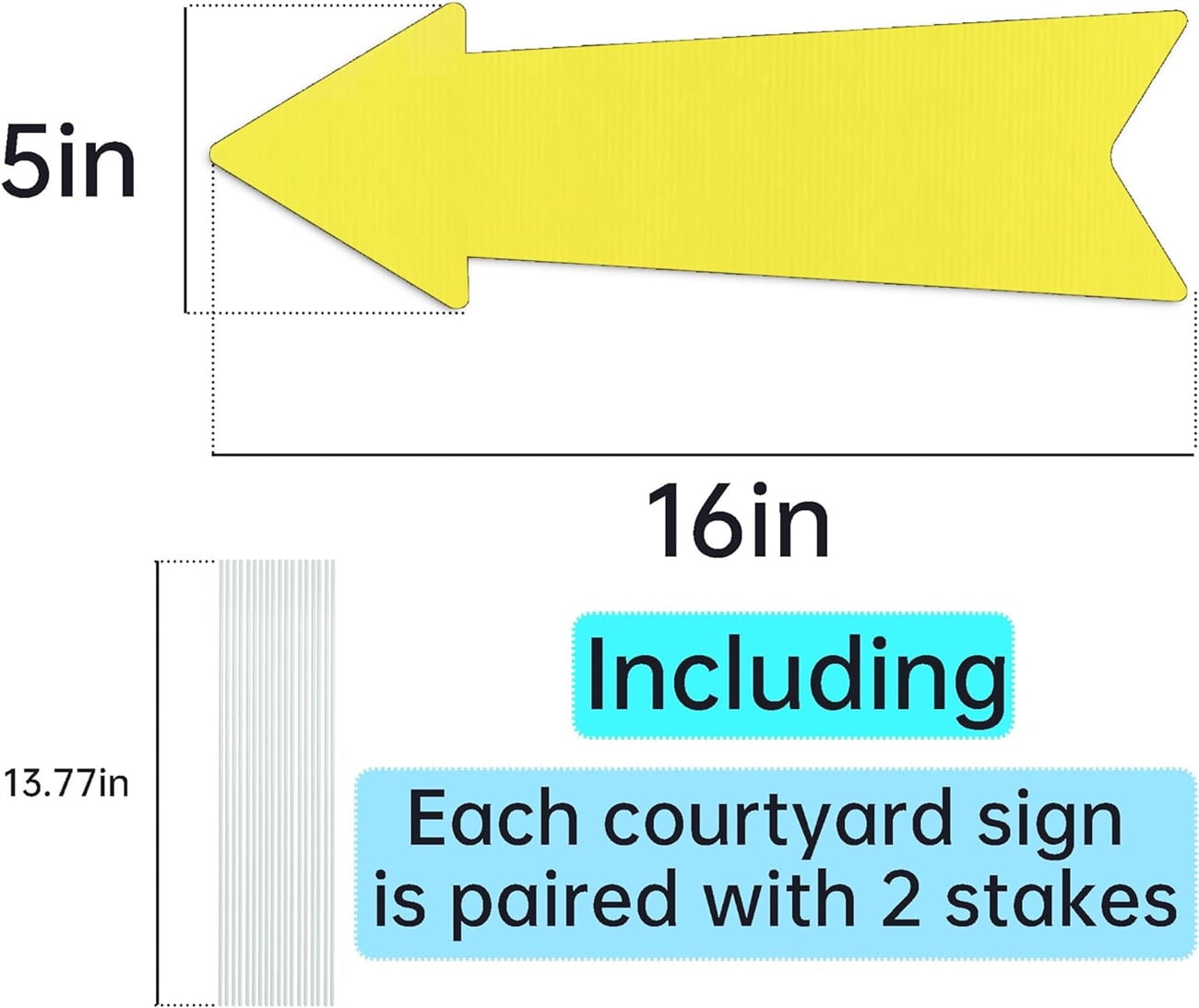 10 Pack Blank Yard Signs,Bexikou Yellow Arrow Signs with Stakes, This Way Directional Arrow Yard Sign,Wedding Yard Signs,Birthday Party Welcom Signs for Outdoor Lawn Garden