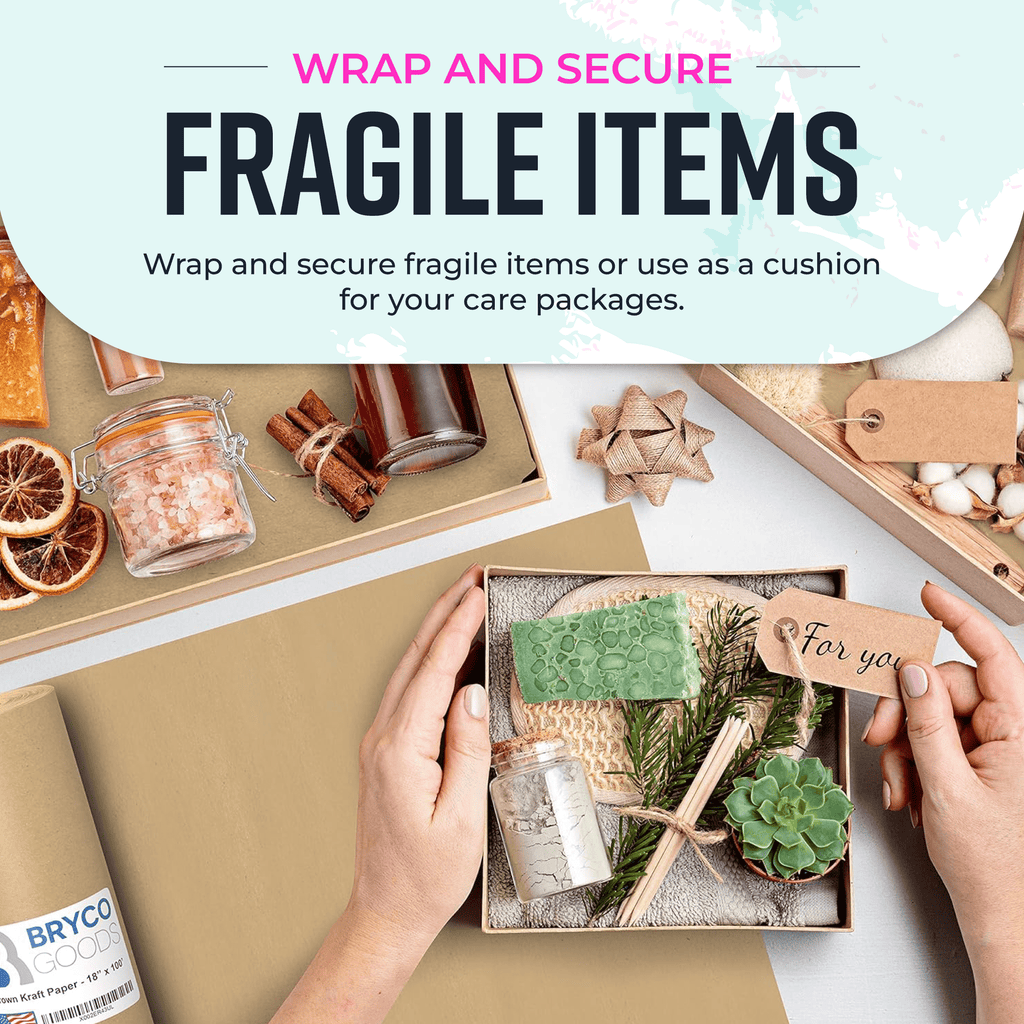 Bryco Goods (Pack of 2) Brown Kraft Paper Rolls - 18 Inch x 100 Feet - Moving Supplies, Gift Wrapping, Arts & Crafts, Bulletin Board, Packing Paper – USA Made