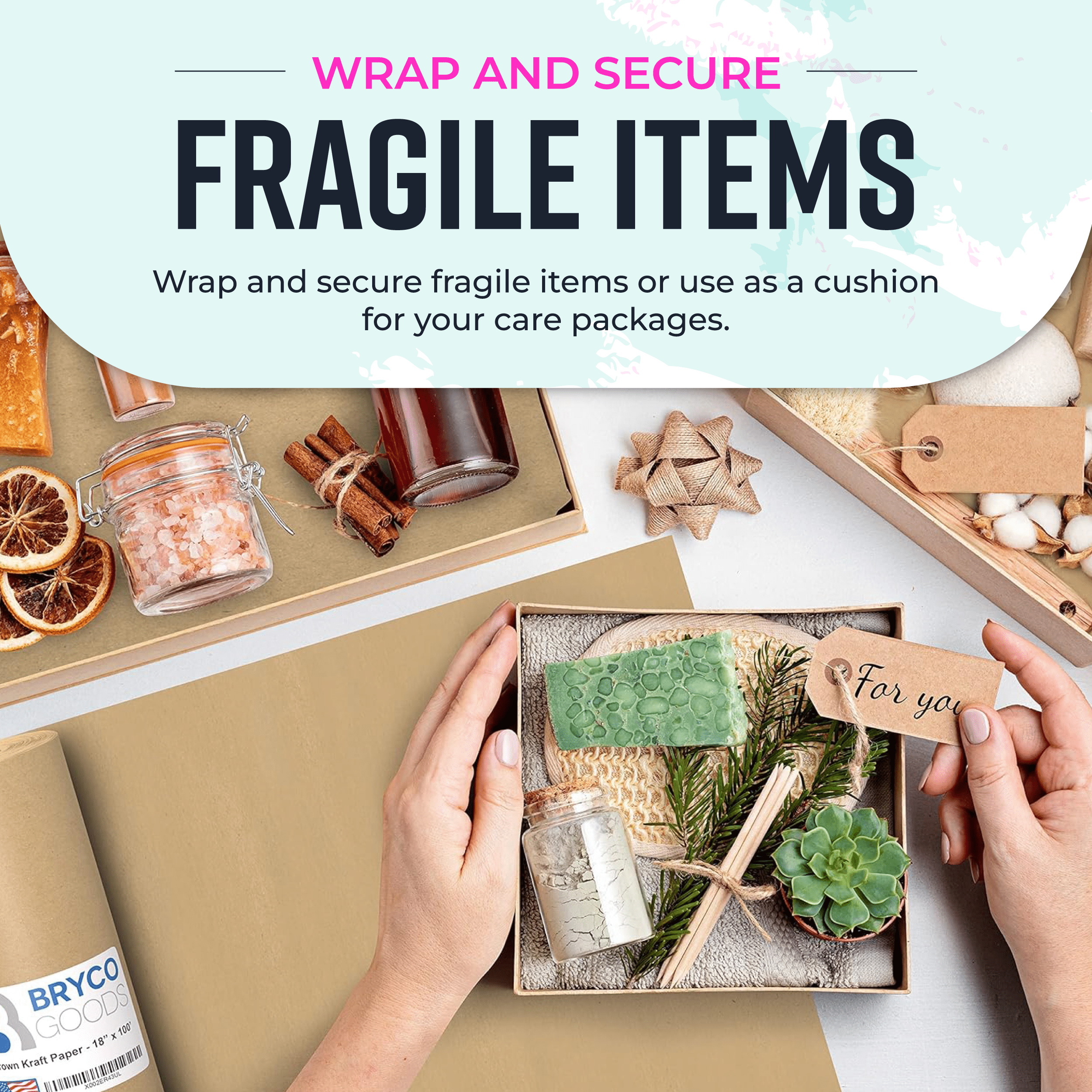 Bryco Goods (Pack of 2) Brown Kraft Paper Rolls - 18 Inch x 100 Feet - Moving Supplies, Gift Wrapping, Arts & Crafts, Bulletin Board, Packing Paper – USA Made