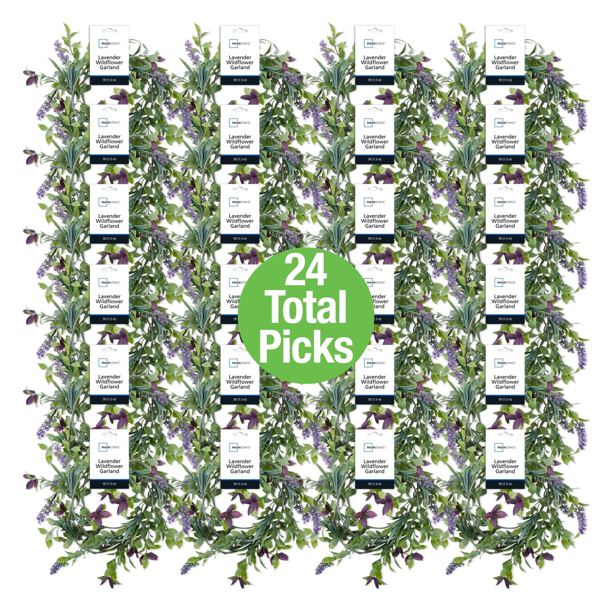 Mainstays 5' Artificial Lavender Wildflower Garland, 24pk