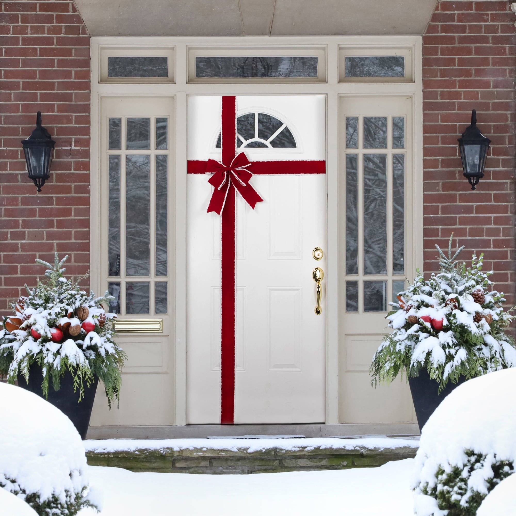 Northlight 14' Red and White Velvet Christmas Door Bow