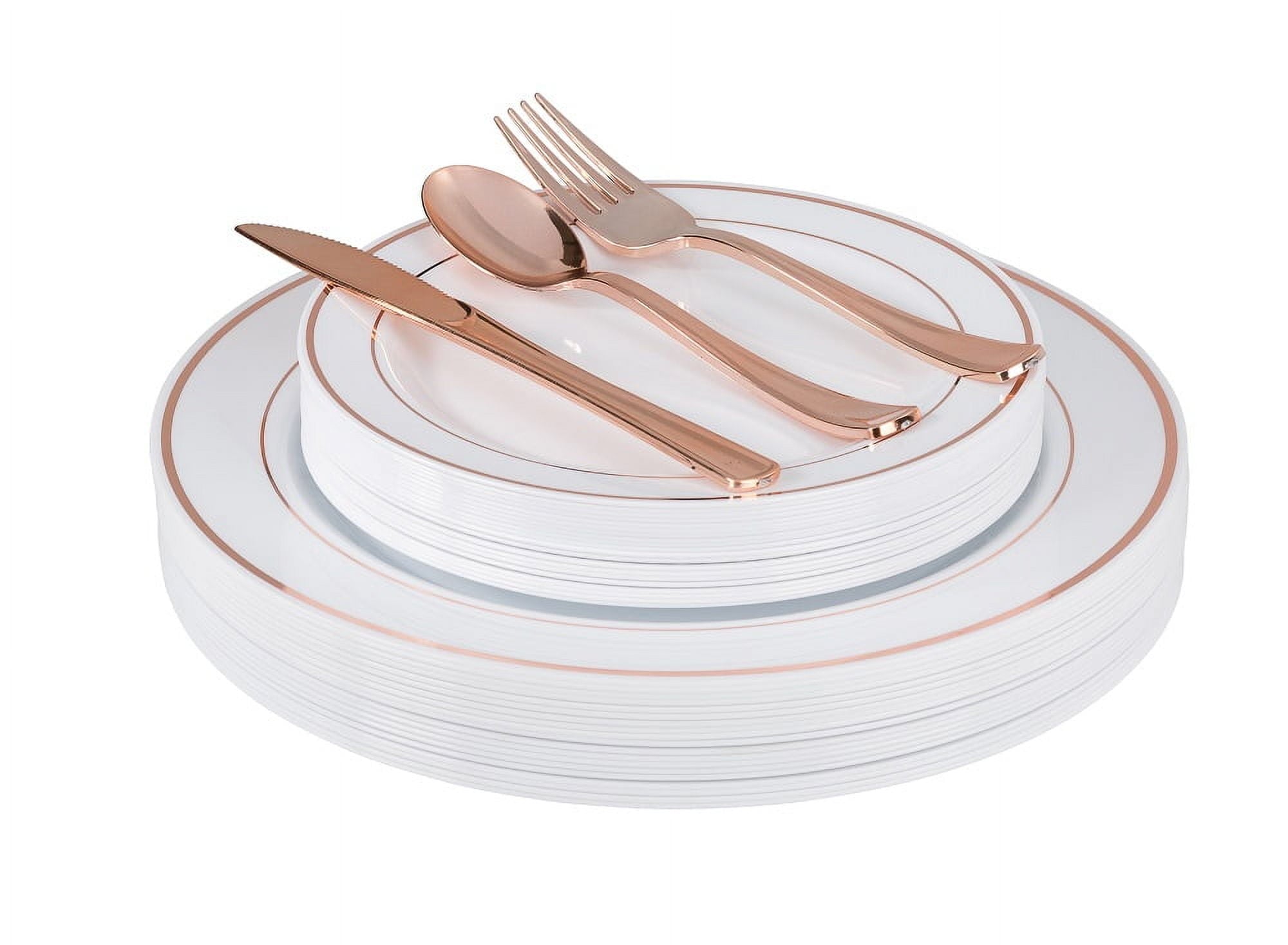 Crown Display Plastic Disposable Dinnerware Set - 60 Pcs - Wedding and Party Plates