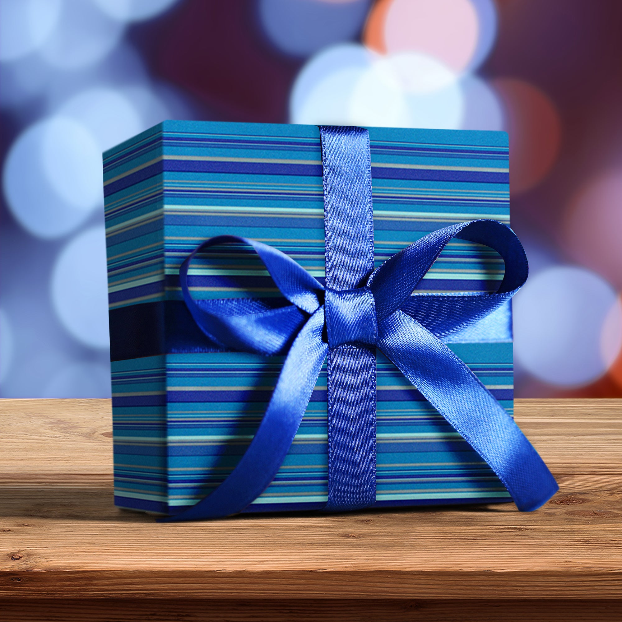 Designer Greetings Glitterwrap™ Hanukkah Gift Wrap – Dreidels, Star of David, Menorahs, Coins and Blue Striped Pattern (4 Rolls/Designs Per Pack, 30” x 192”, 40 Sq. Ft.)