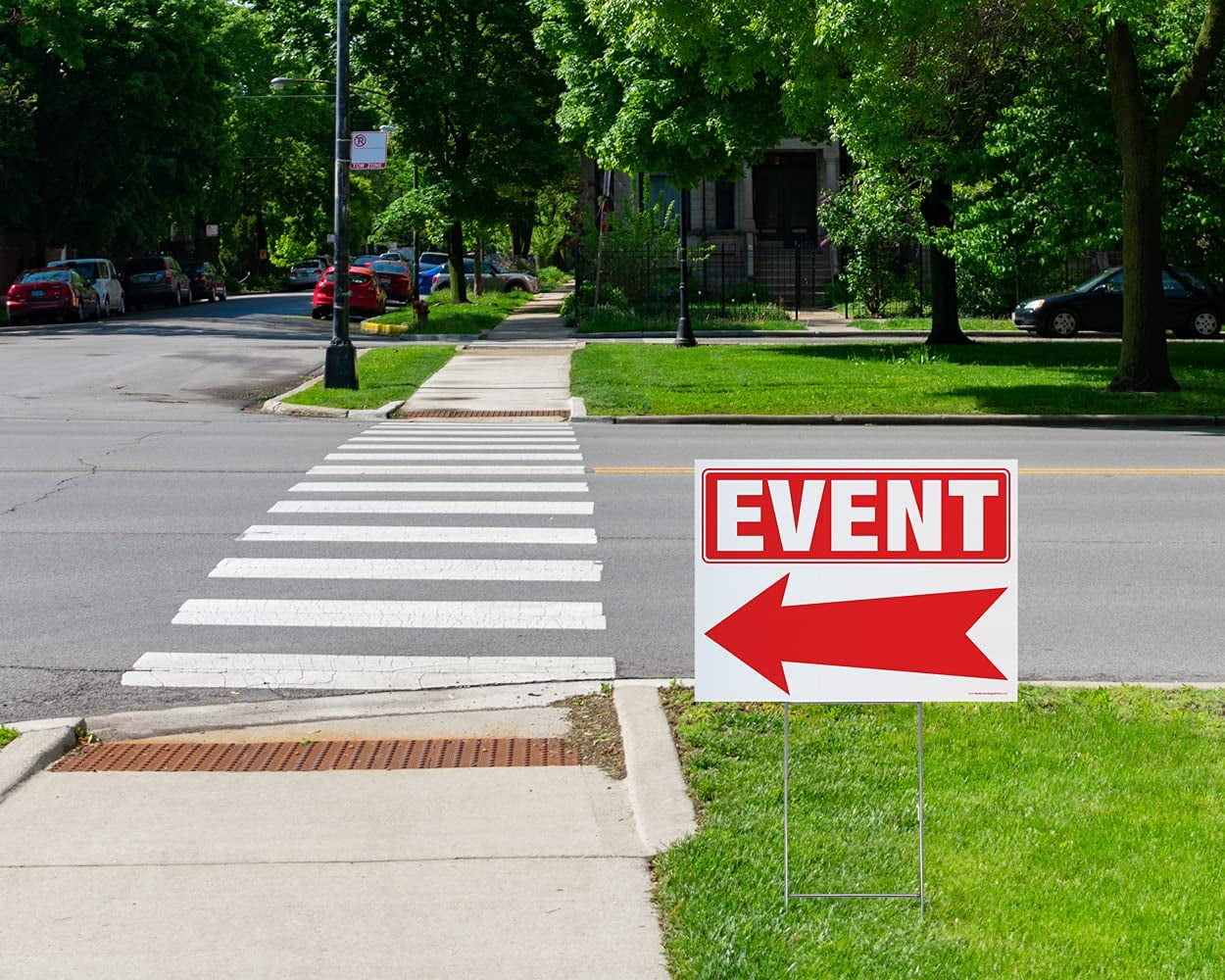 Event Yard Sign Complete Kit Includes Sturdy Sign Stake - Durable Outdoor Double Sided 18x24 Sign with Extra Tall 10x30 Stake (1 Pack, Event)