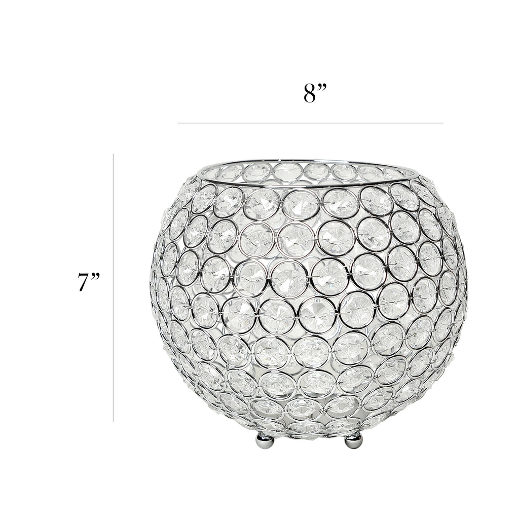 Elegant Designs 7" Elipse Crystal Circular Bowl Candle Holder, Flower Vase, Wedding Centerpiece, Chrome
