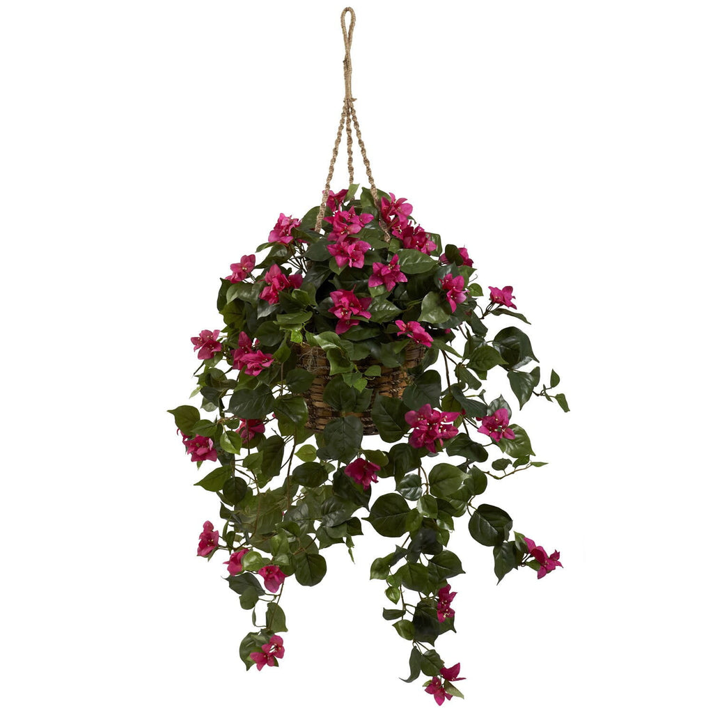 Nearly Natural Bougainvillea Silk Hanging Basket