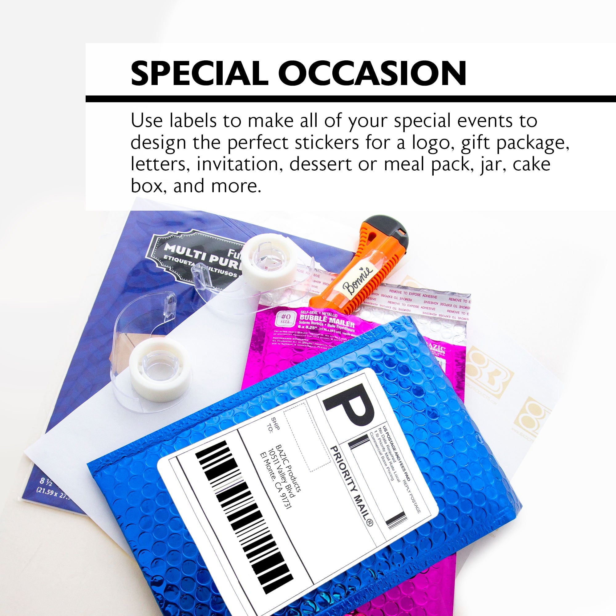 BAZIC White Label 8.5"X11" Address Stickers for Printer (10/Pack), 24-Packs