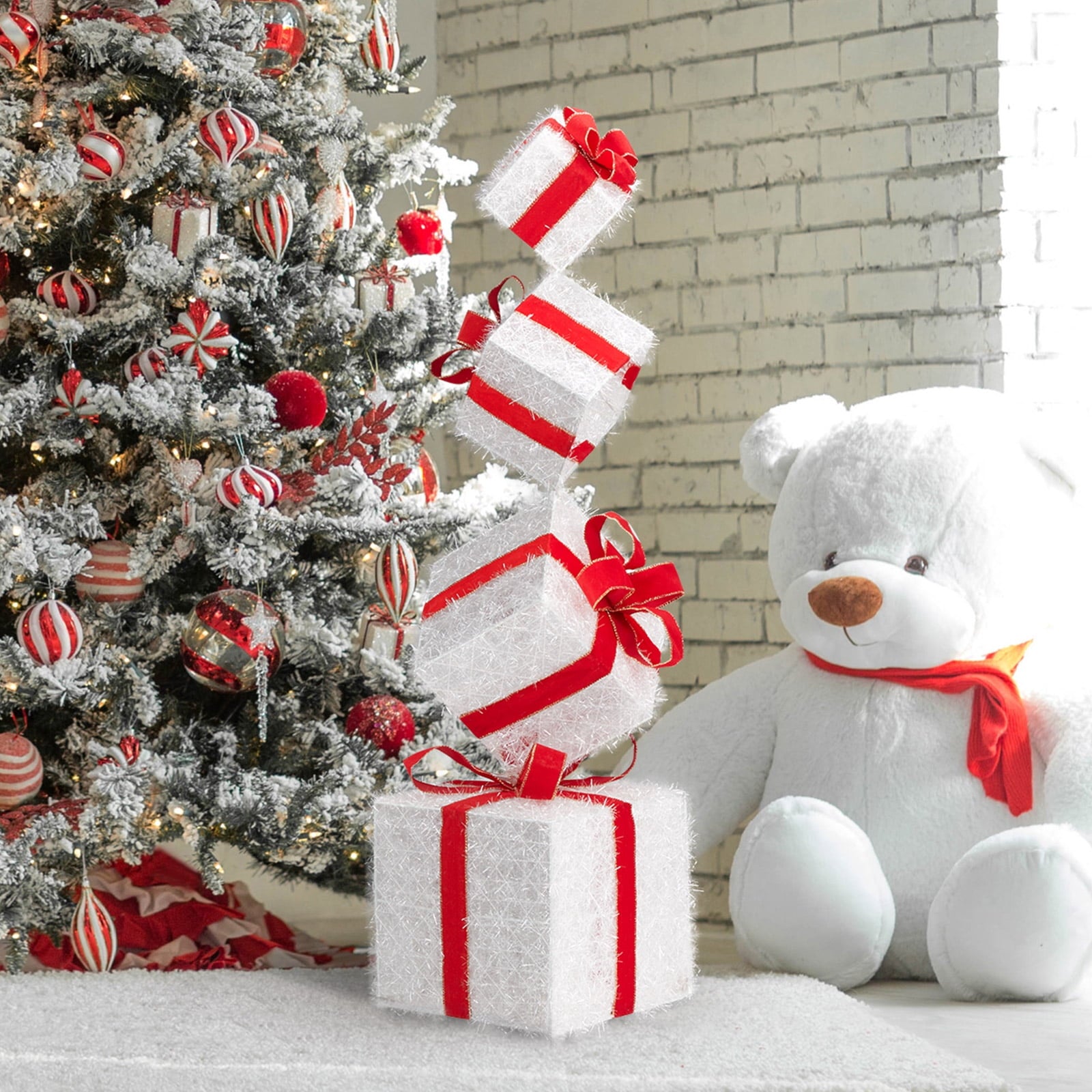 Ktaxon Set of 4 Lighted Gift Boxes for Christmas Holiday Decor